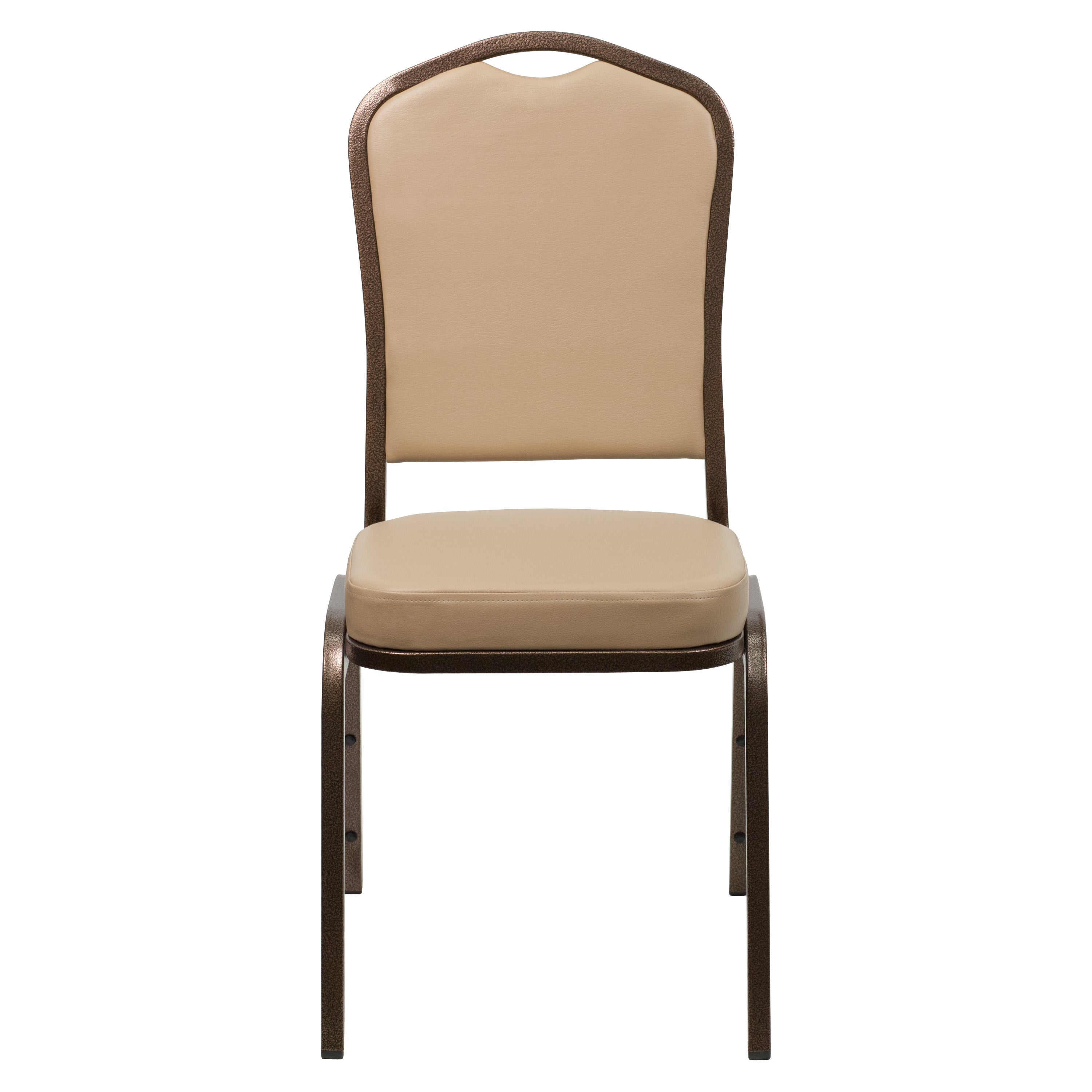 HERCULES Series Crown Back Stacking Banquet Chair in Tan Vinyl - Copper Vein Frame
