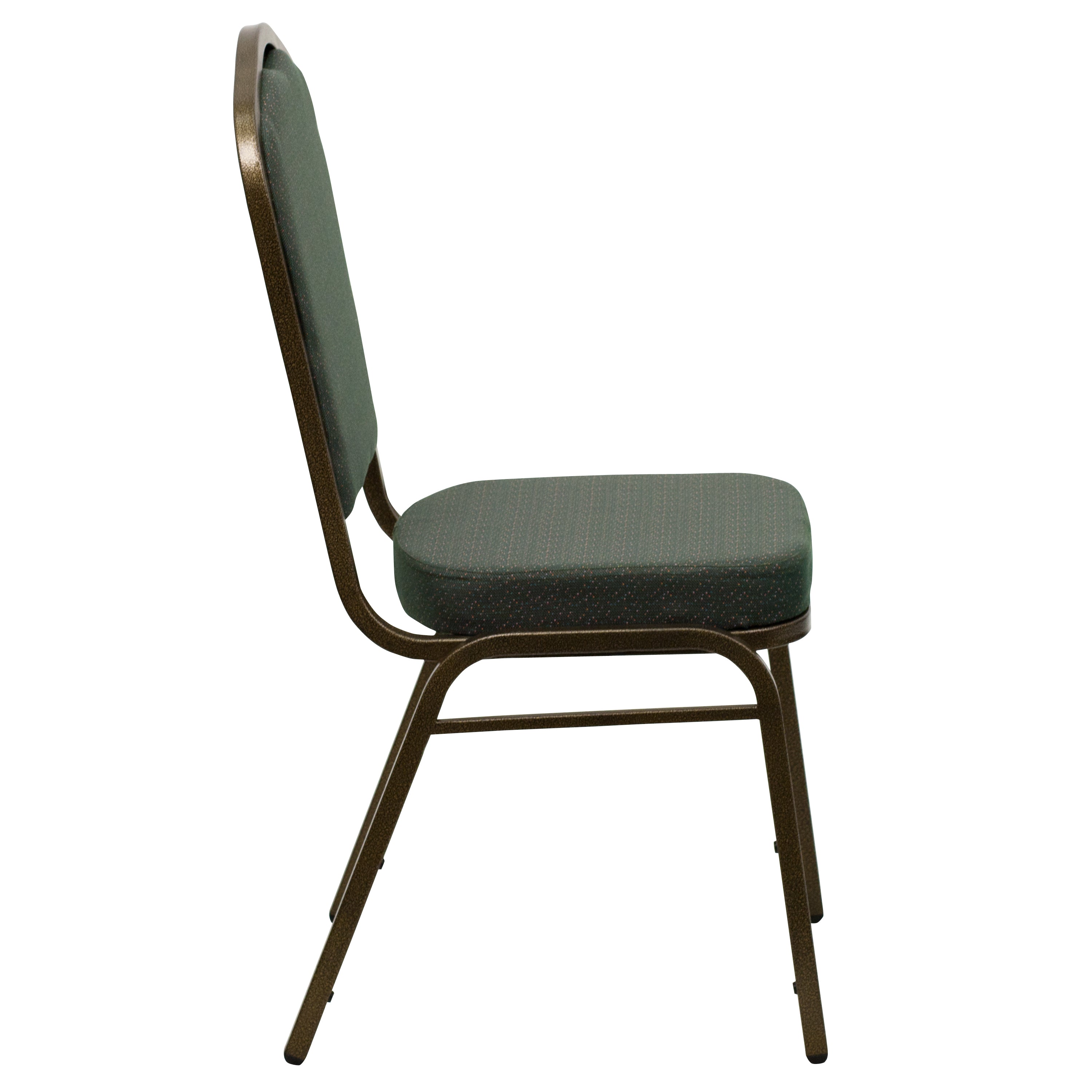 HERCULES Series Crown Back Stacking Banquet Chair in Green Patterned Fabric - Gold Vein Frame