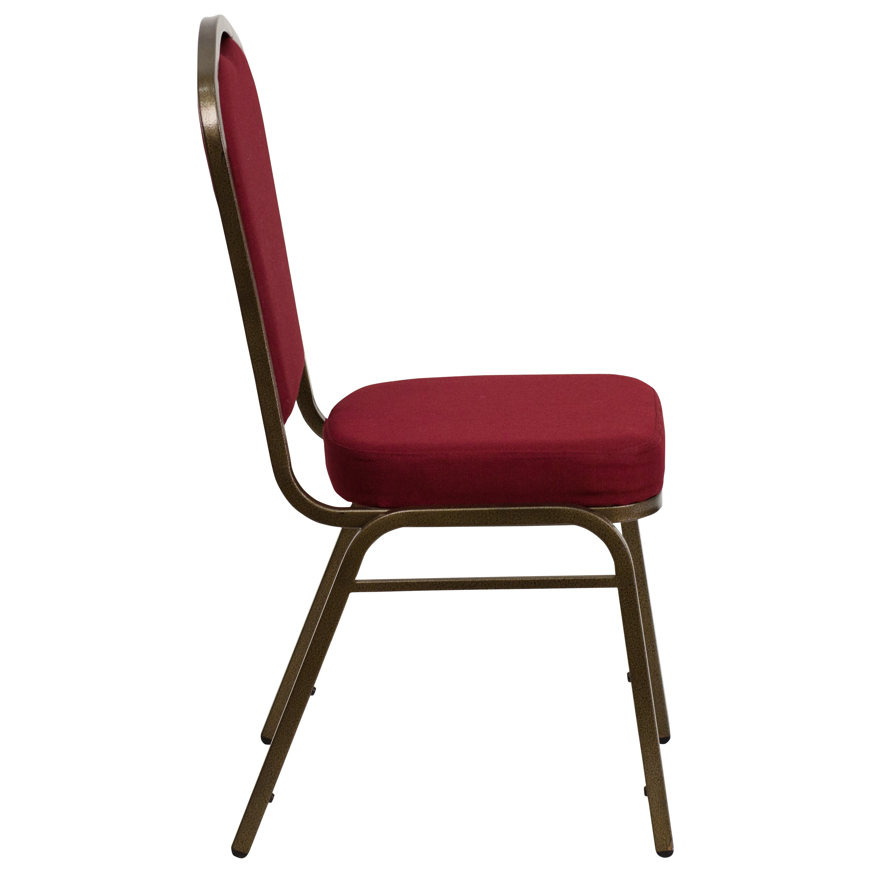 HERCULES Series Crown Back Stacking Banquet Chair in Burgundy Fabric - Gold Vein Frame