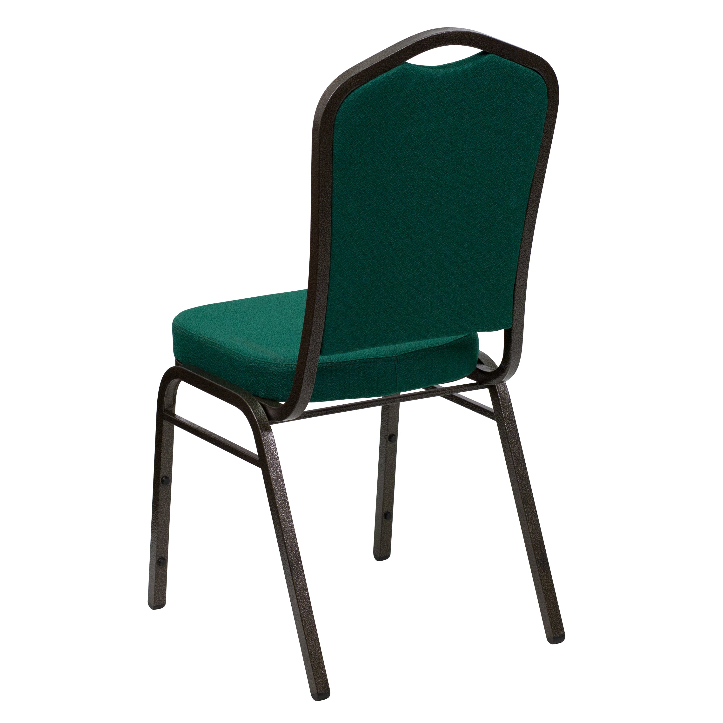 HERCULES Series Crown Back Stacking Banquet Chair in Green Fabric - Gold Vein Frame