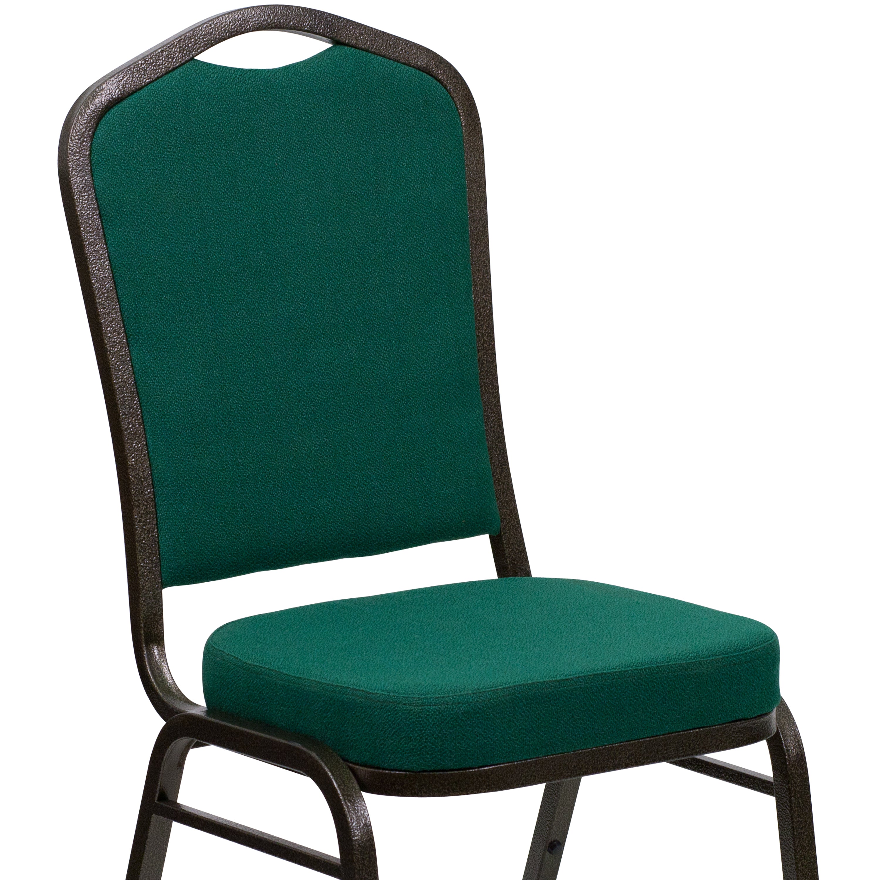 HERCULES Series Crown Back Stacking Banquet Chair in Green Fabric - Gold Vein Frame