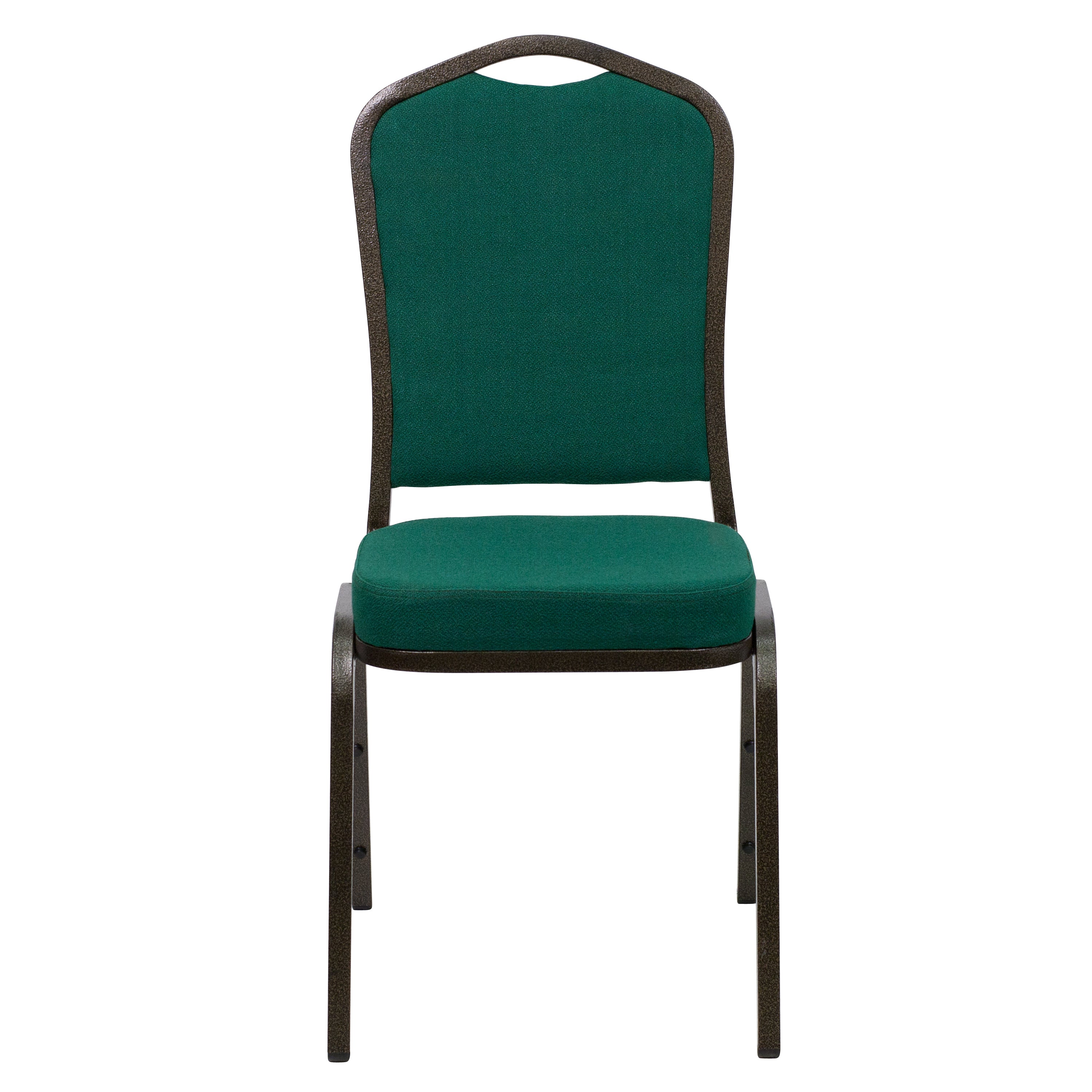 HERCULES Series Crown Back Stacking Banquet Chair in Green Fabric - Gold Vein Frame