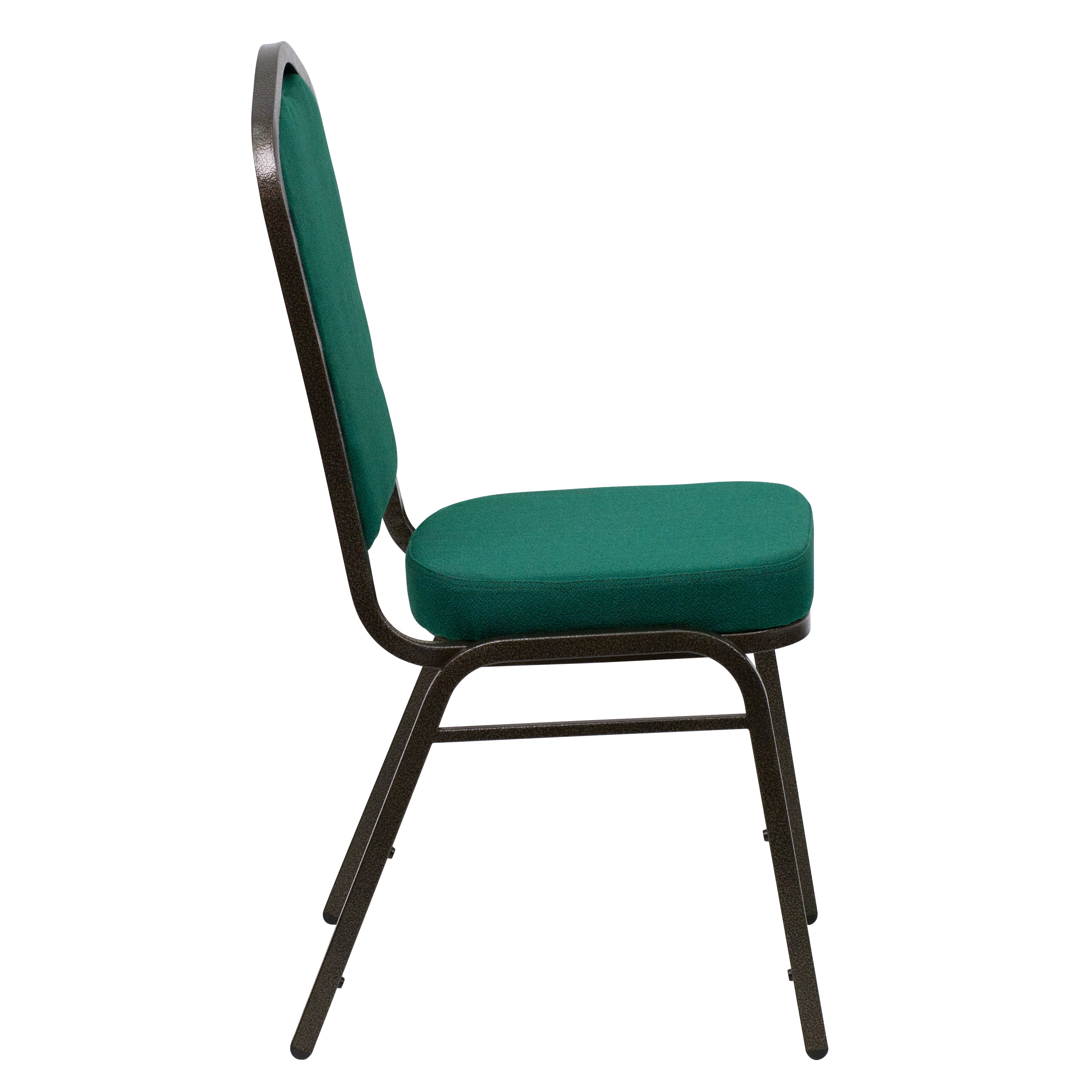 HERCULES Series Crown Back Stacking Banquet Chair in Green Fabric - Gold Vein Frame