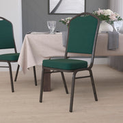 HERCULES Series Crown Back Stacking Banquet Chair in Green Fabric - Gold Vein Frame