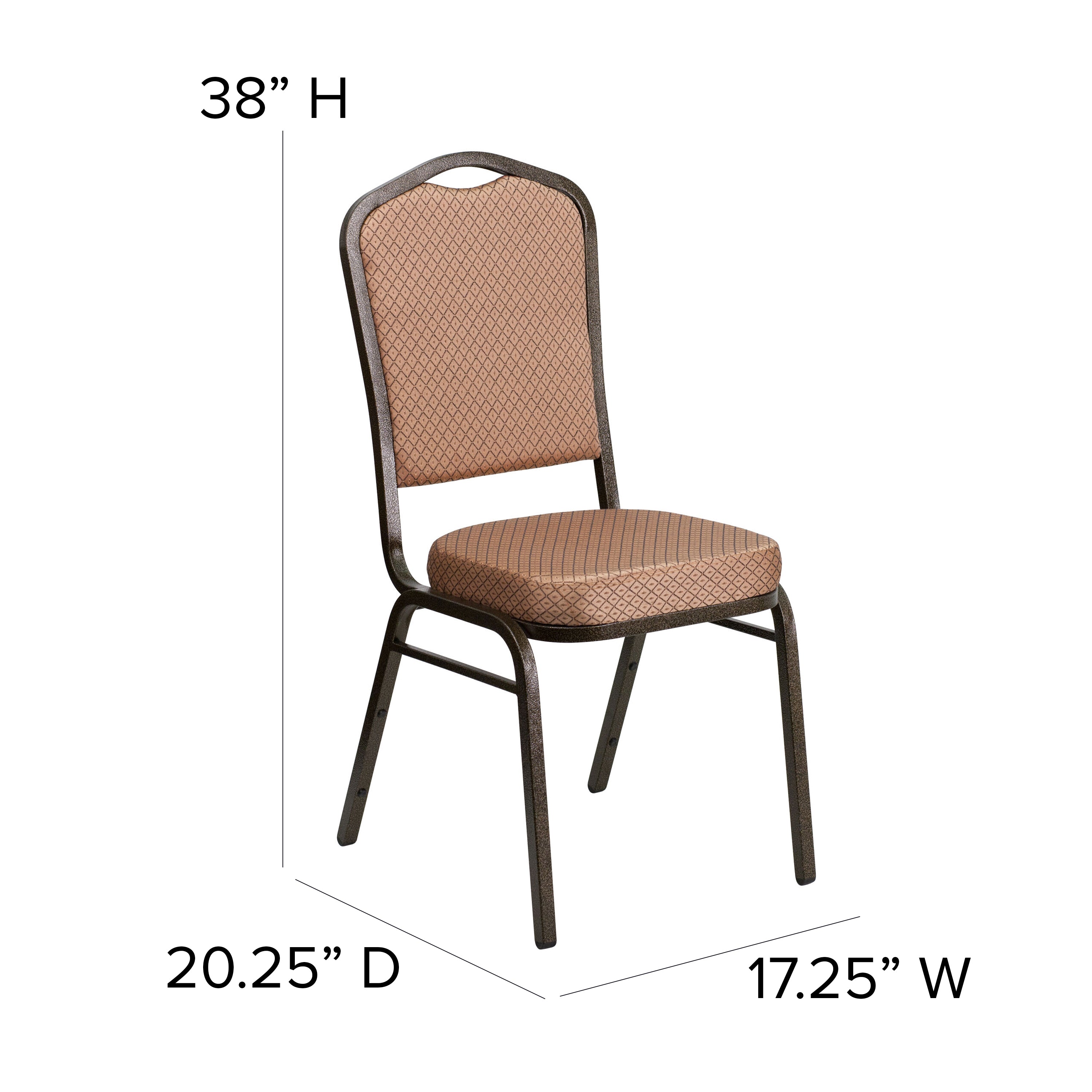 HERCULES Series Crown Back Stacking Banquet Chair in Gold Diamond Patterned Fabric - Gold Vein Frame