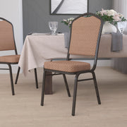 HERCULES Series Crown Back Stacking Banquet Chair in Gold Diamond Patterned Fabric - Gold Vein Frame