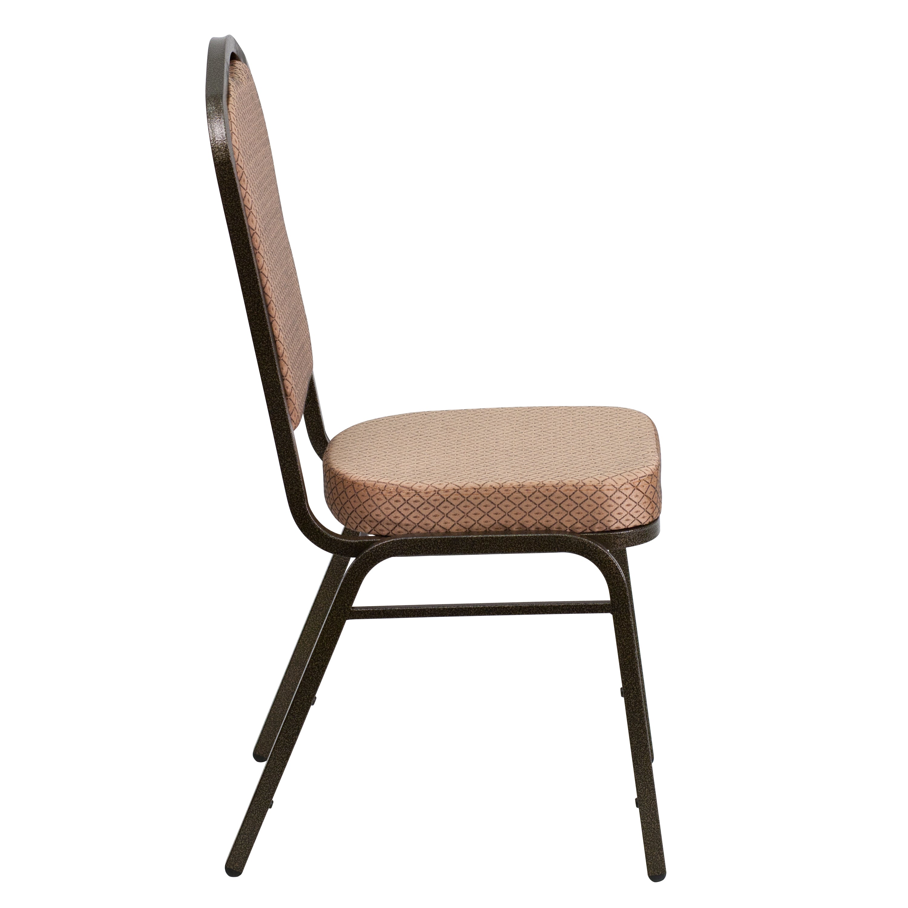 HERCULES Series Crown Back Stacking Banquet Chair in Gold Diamond Patterned Fabric - Gold Vein Frame
