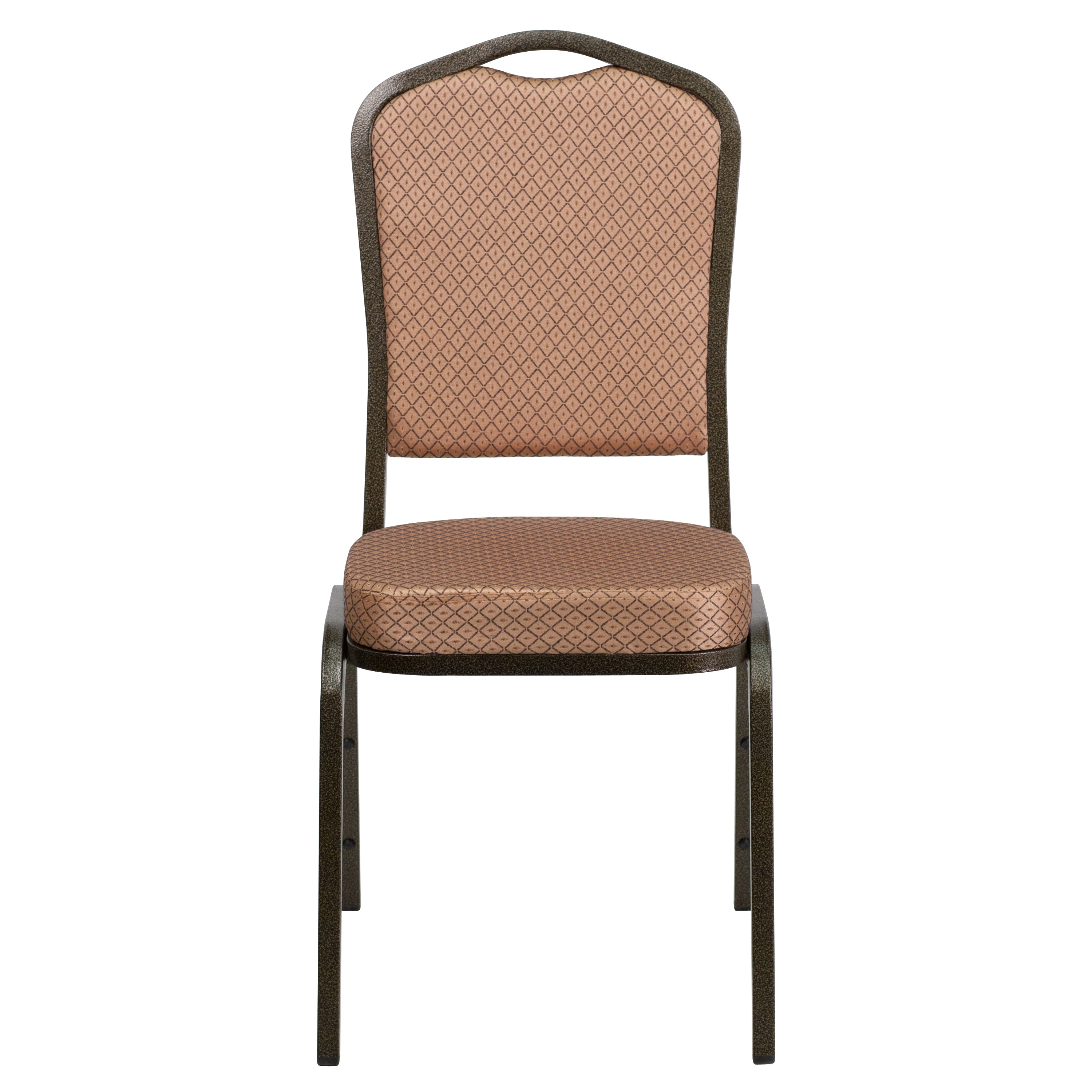 HERCULES Series Crown Back Stacking Banquet Chair in Gold Diamond Patterned Fabric - Gold Vein Frame