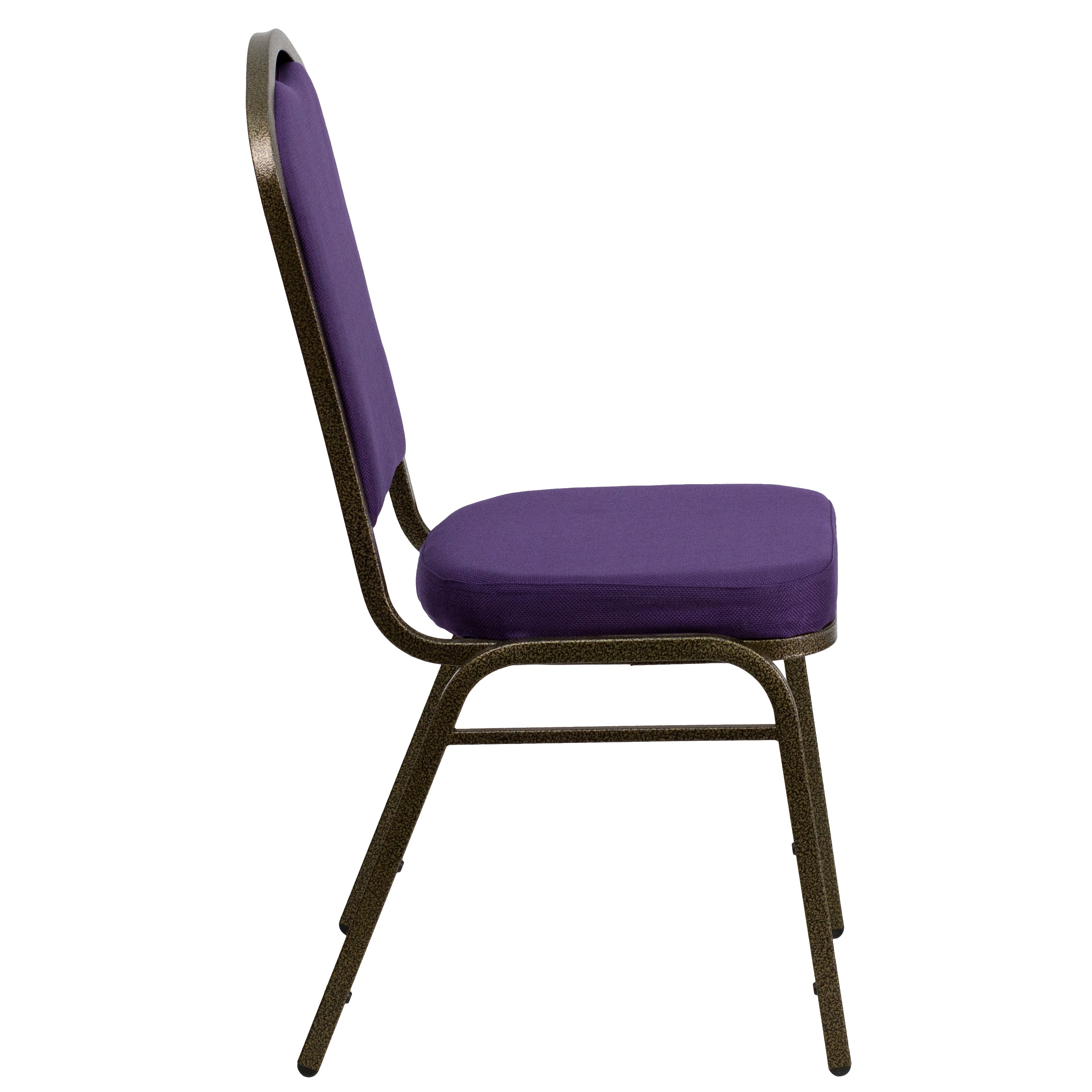 HERCULES Series Crown Back Stacking Banquet Chair in Purple Fabric - Gold Vein Frame