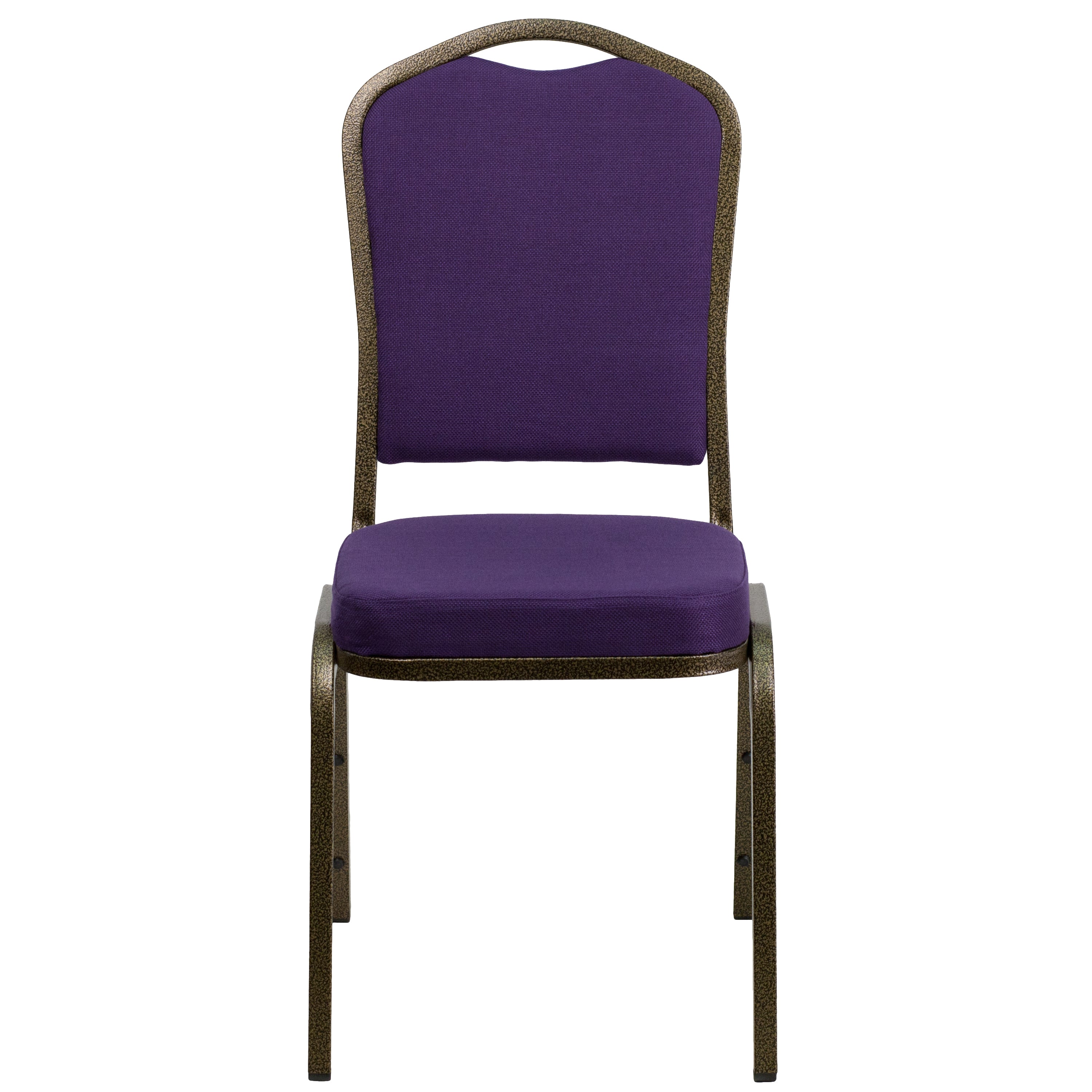 HERCULES Series Crown Back Stacking Banquet Chair in Purple Fabric - Gold Vein Frame