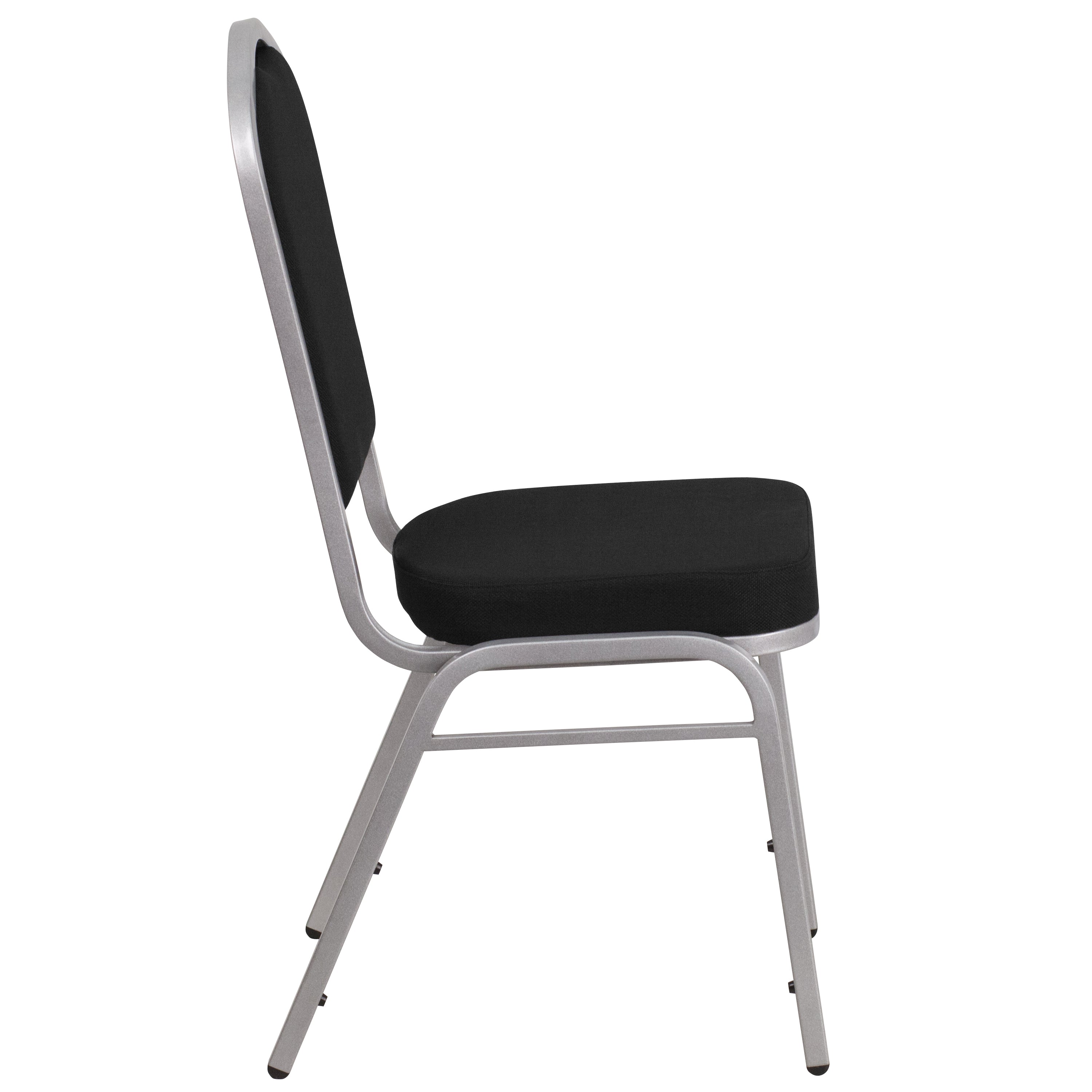HERCULES Series Crown Back Stacking Banquet Chair in Black Fabric - Silver Frame