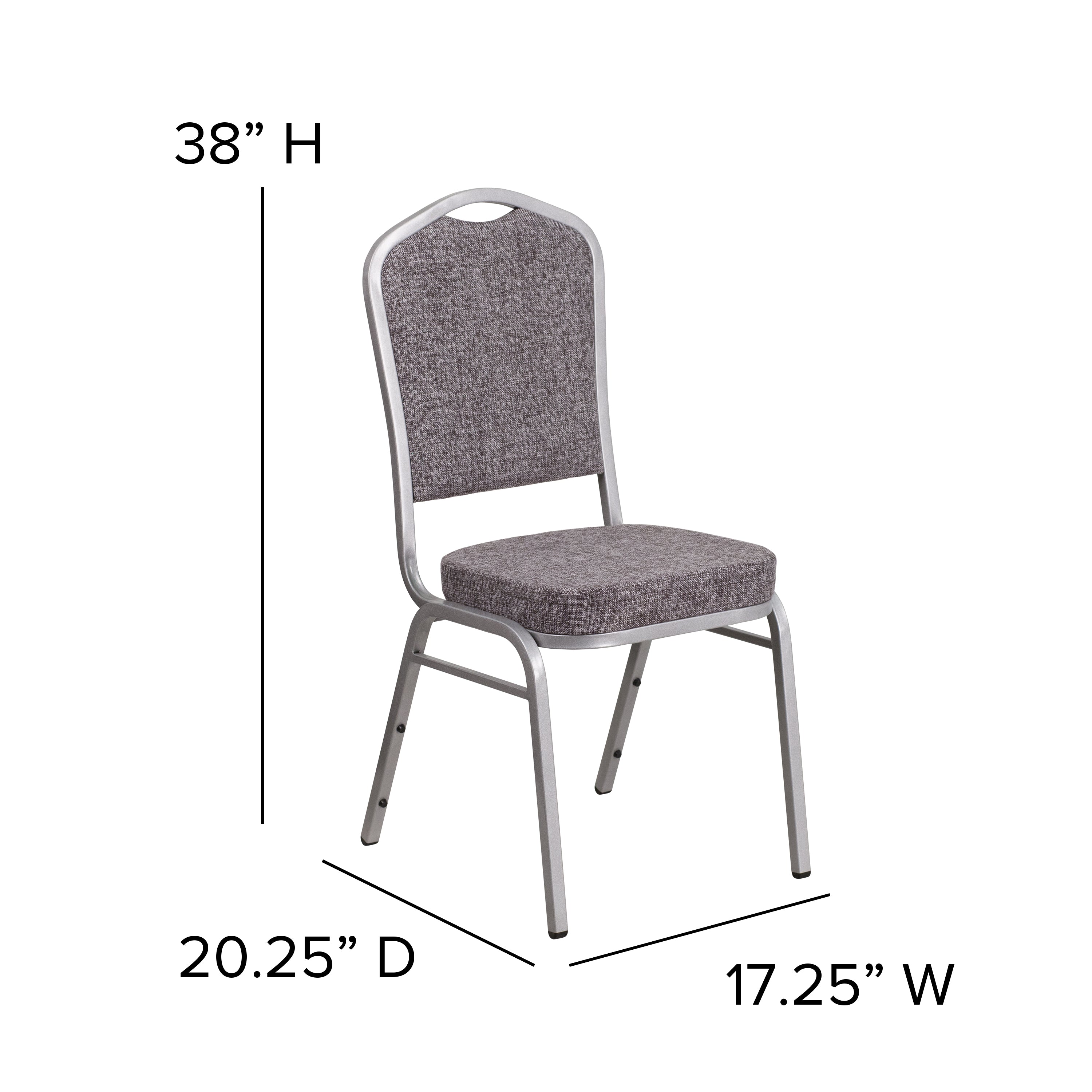 HERCULES Series Crown Back Stacking Banquet Chair in Herringbone Fabric - Silver Frame