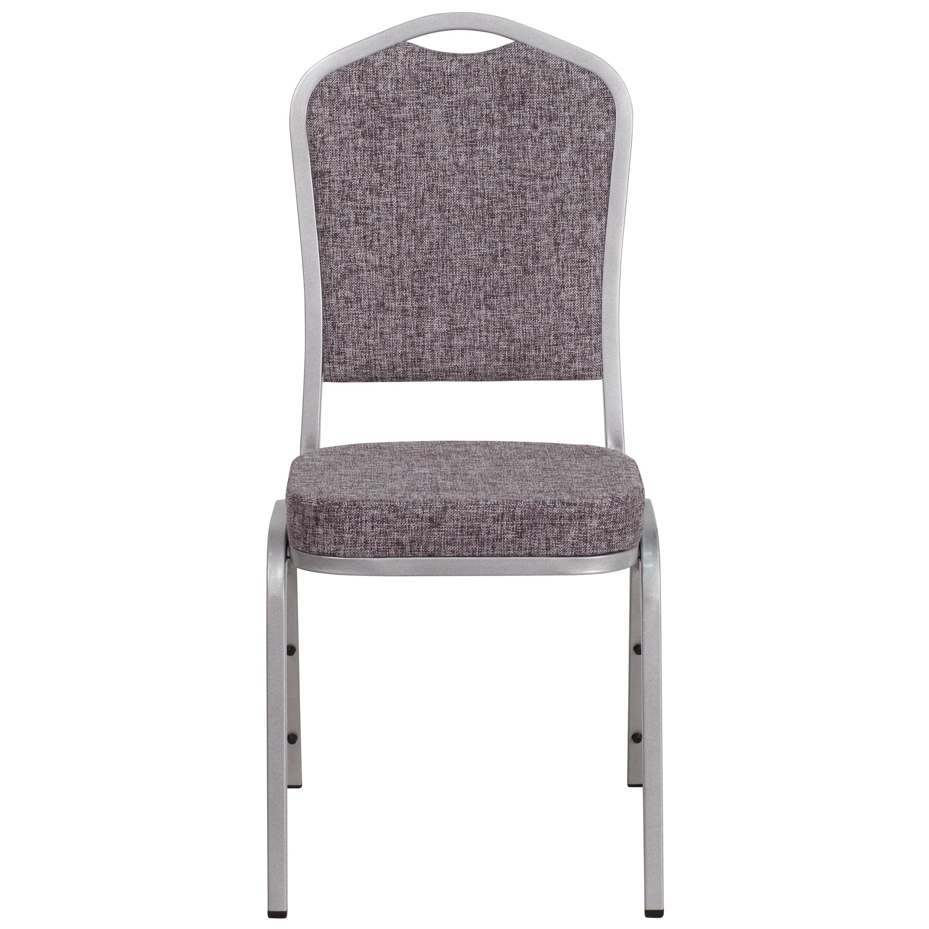 HERCULES Series Crown Back Stacking Banquet Chair in Herringbone Fabric - Silver Frame