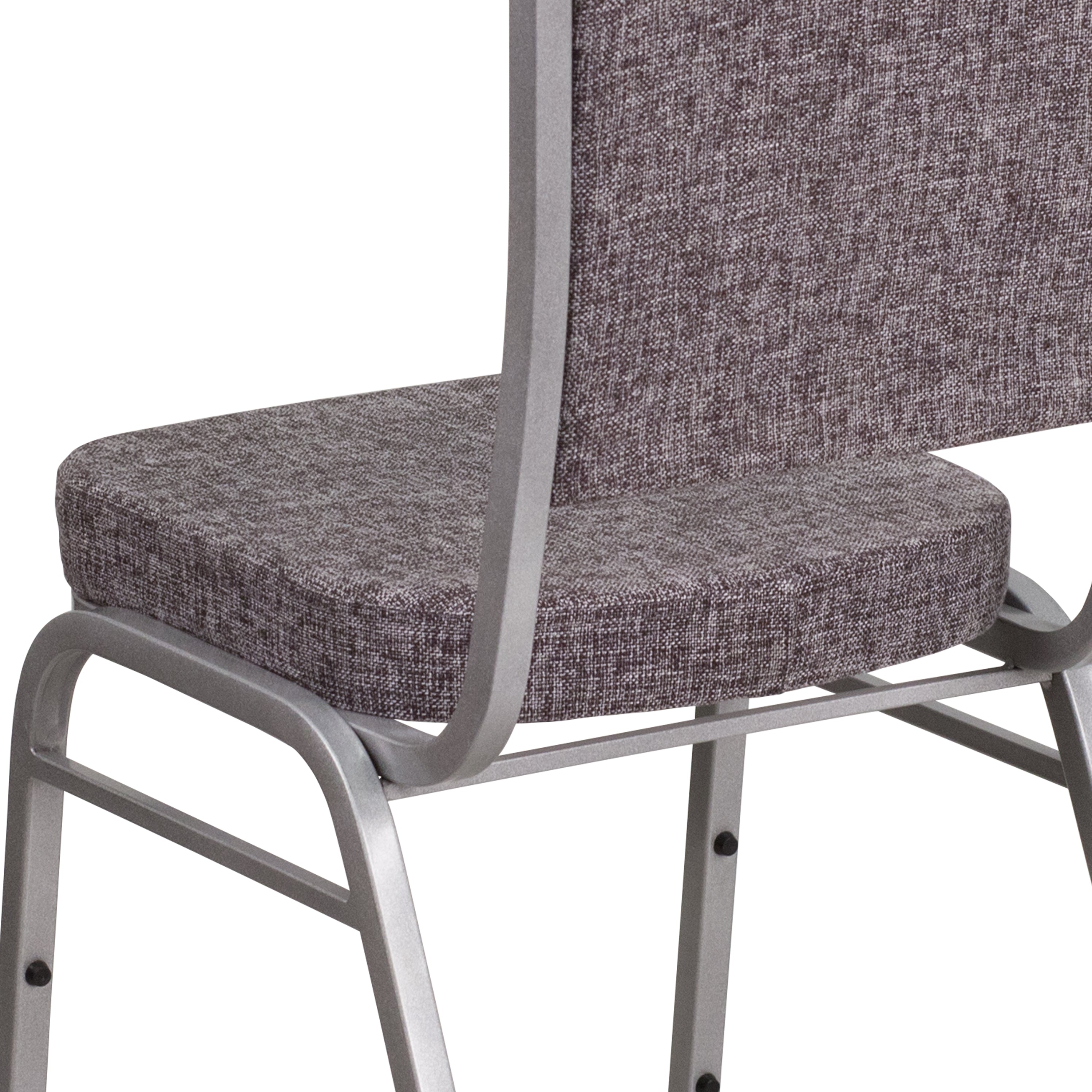 HERCULES Series Crown Back Stacking Banquet Chair in Herringbone Fabric - Silver Frame