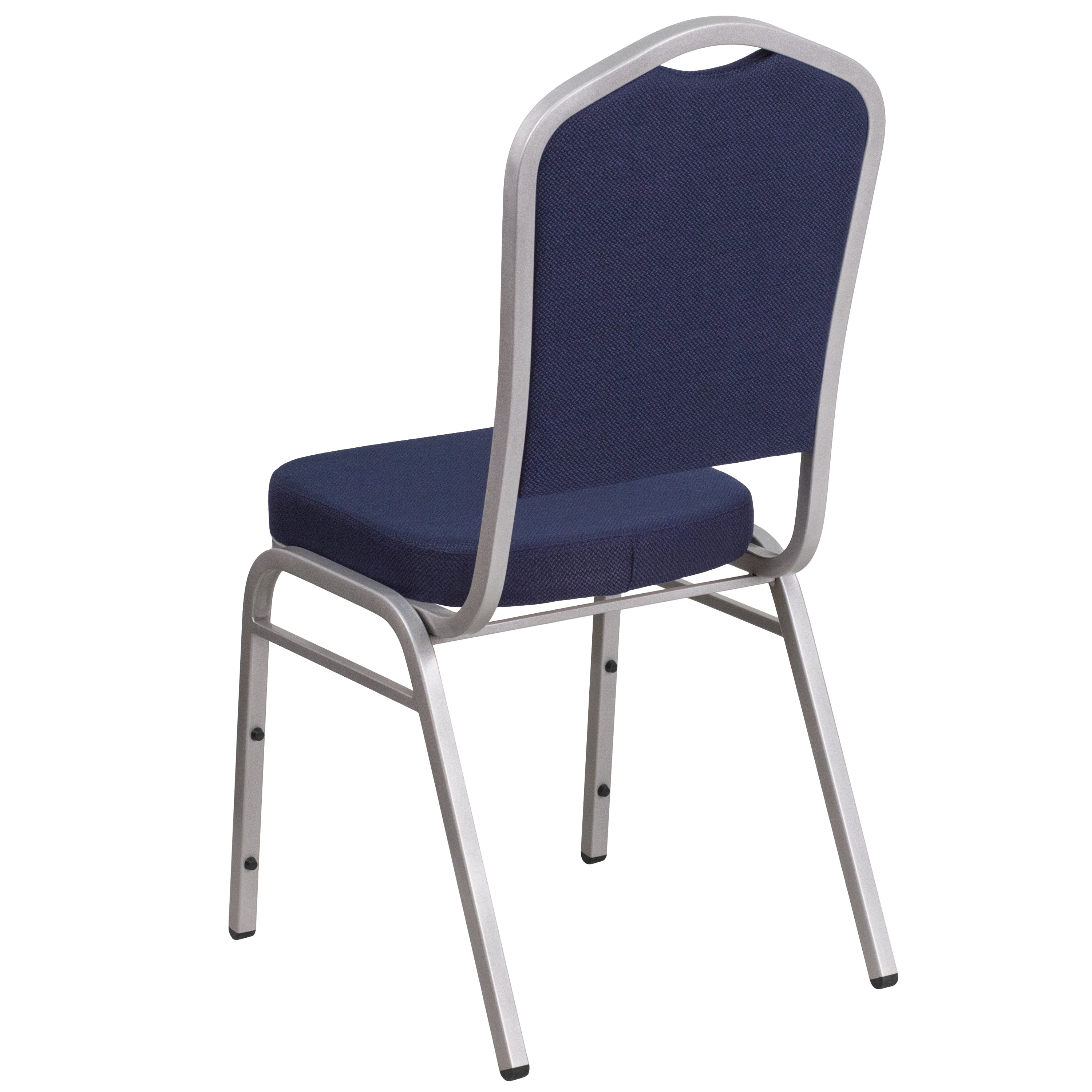 HERCULES Series Crown Back Stacking Banquet Chair in Navy Fabric - Silver Frame