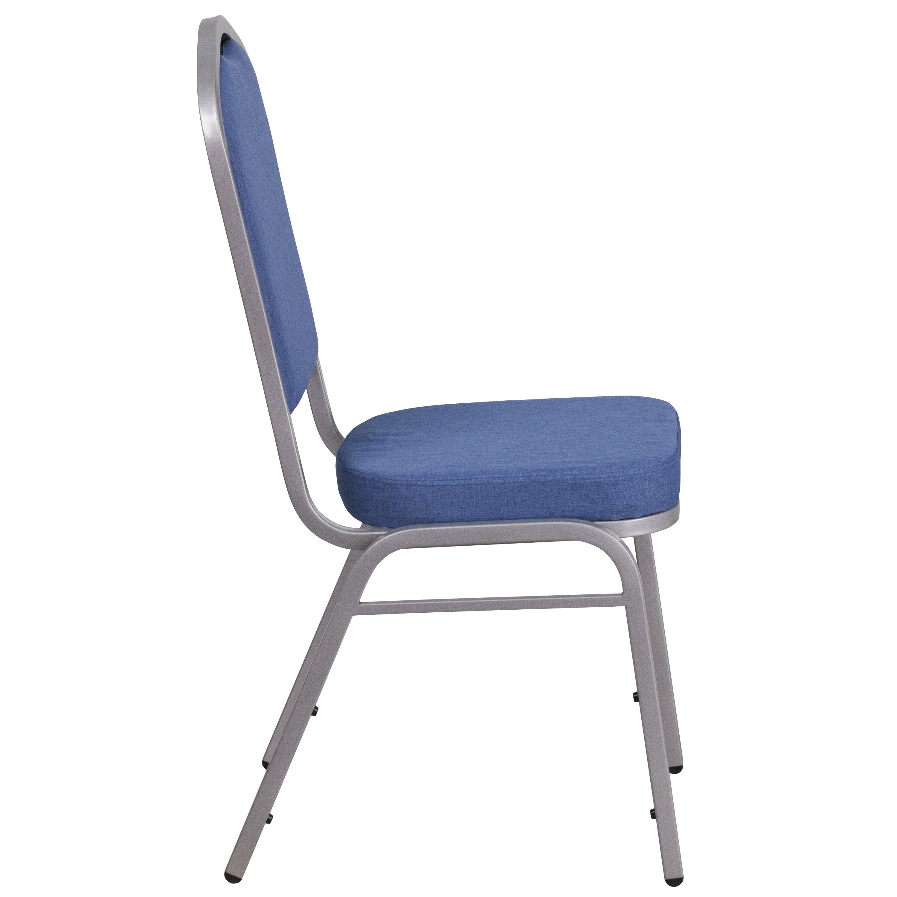 HERCULES Series Crown Back Stacking Banquet Chair in Blue Fabric - Silver Frame