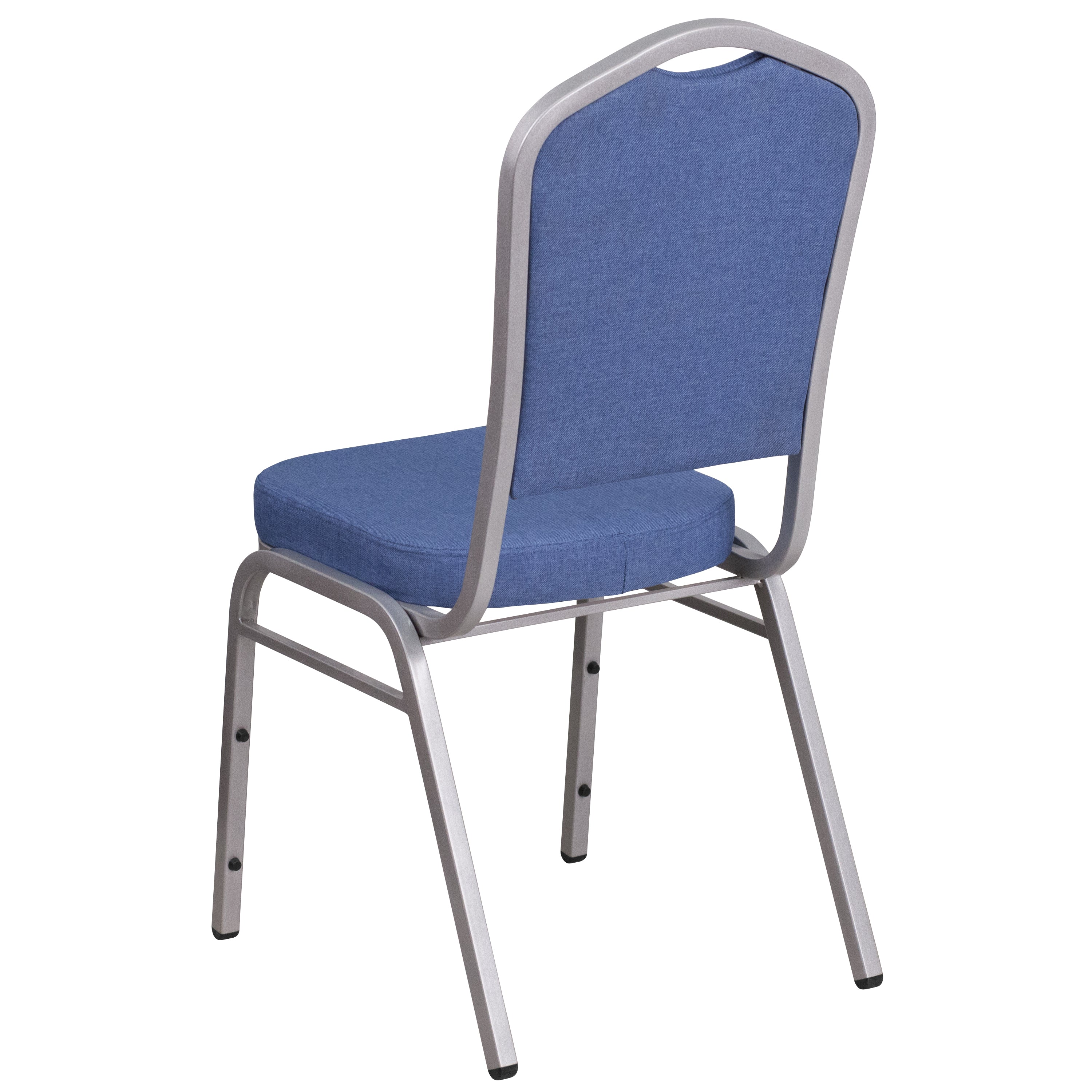 HERCULES Series Crown Back Stacking Banquet Chair in Blue Fabric - Silver Frame