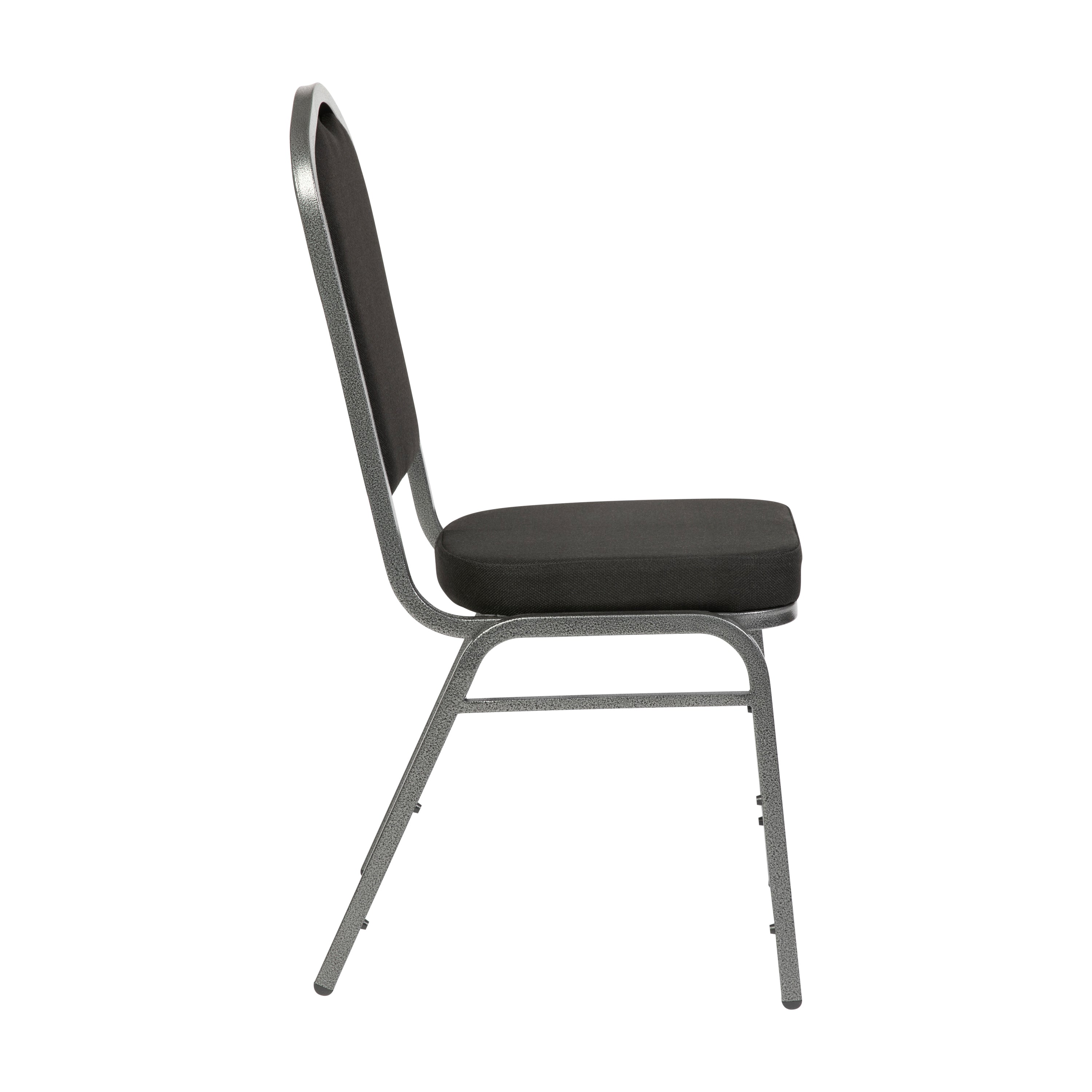 HERCULES Series Crown Back Stacking Banquet Chair in Black Fabric - Silver Vein Frame