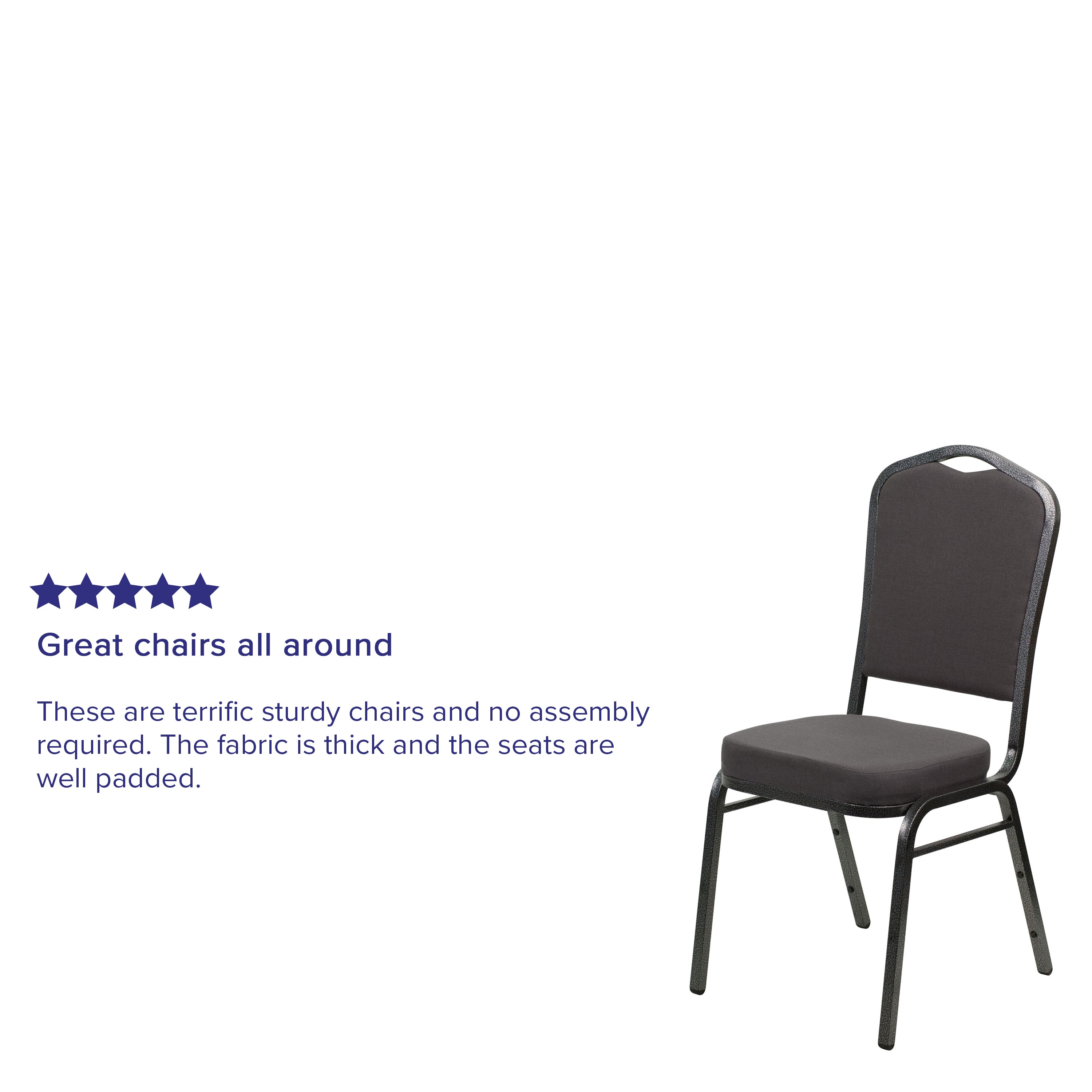 HERCULES Series Crown Back Stacking Banquet Chair in Gray Fabric - Silver Vein Frame