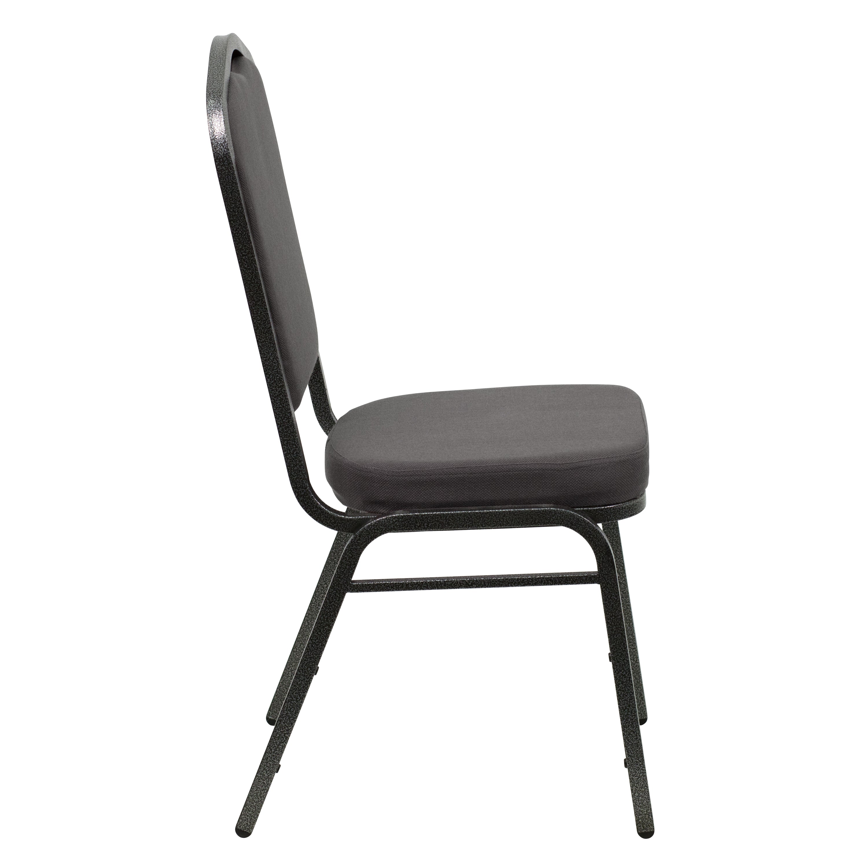 HERCULES Series Crown Back Stacking Banquet Chair in Gray Fabric - Silver Vein Frame