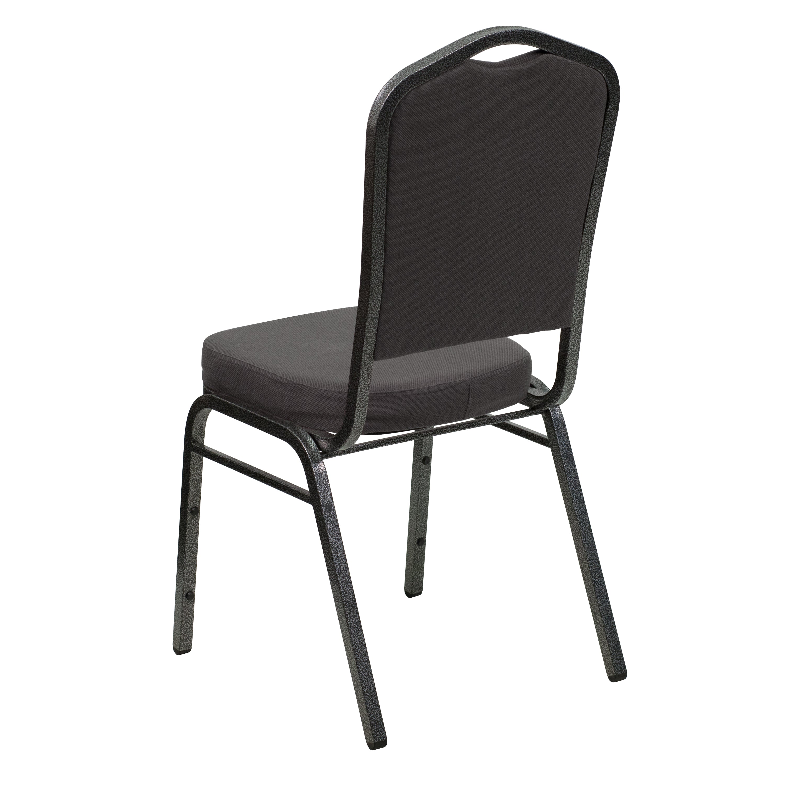 HERCULES Series Crown Back Stacking Banquet Chair in Gray Fabric - Silver Vein Frame