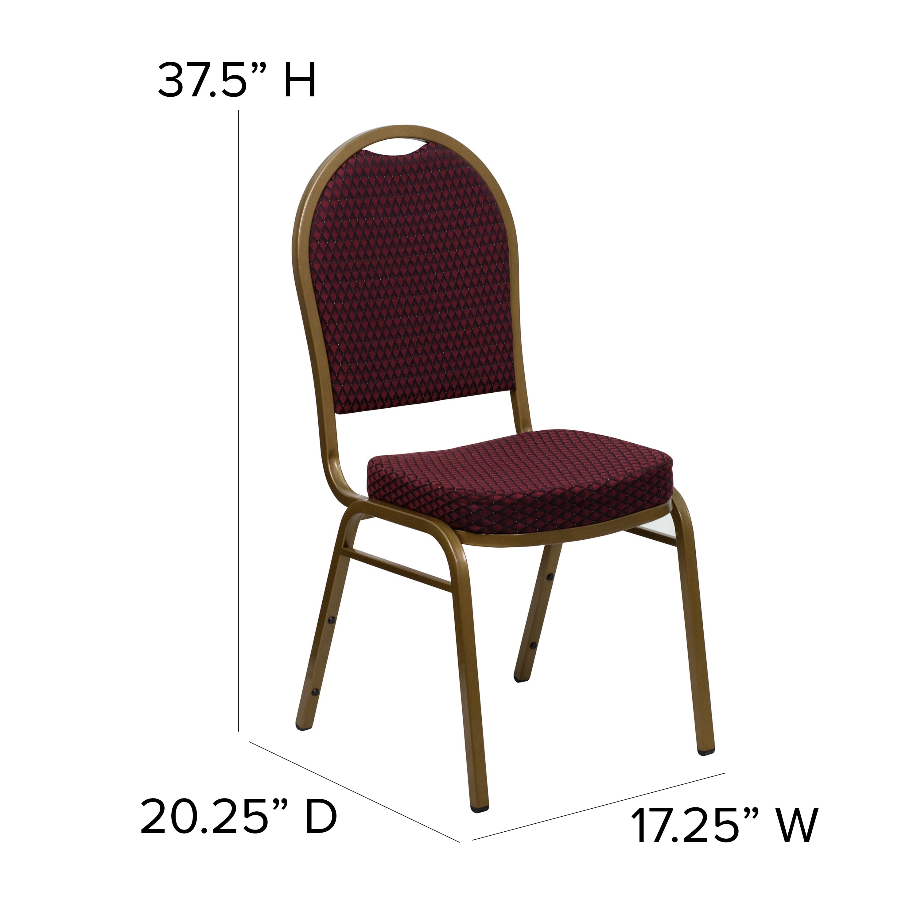 HERCULES Series Dome Back Stacking Banquet Chair in Burgundy Patterned Fabric - Gold Frame
