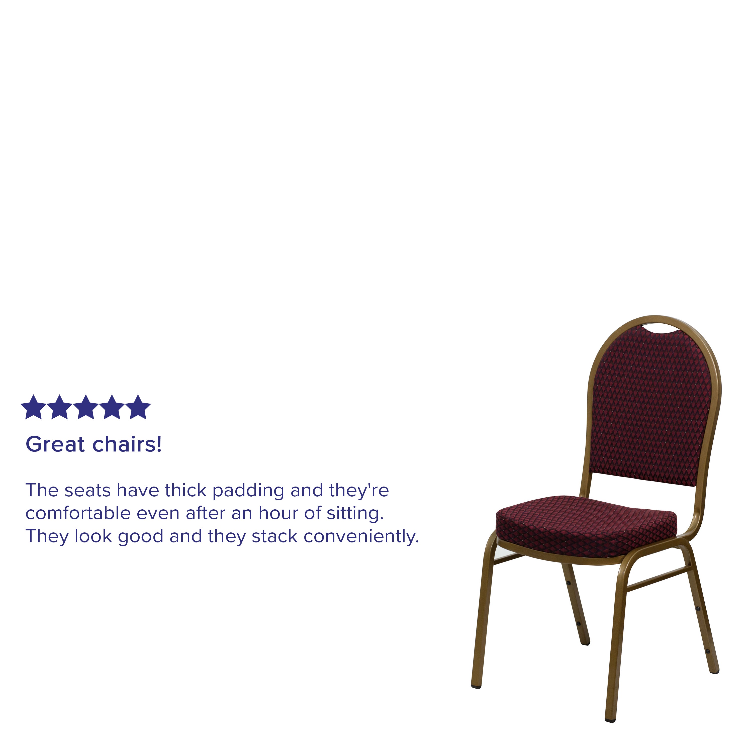 HERCULES Series Dome Back Stacking Banquet Chair in Burgundy Patterned Fabric - Gold Frame