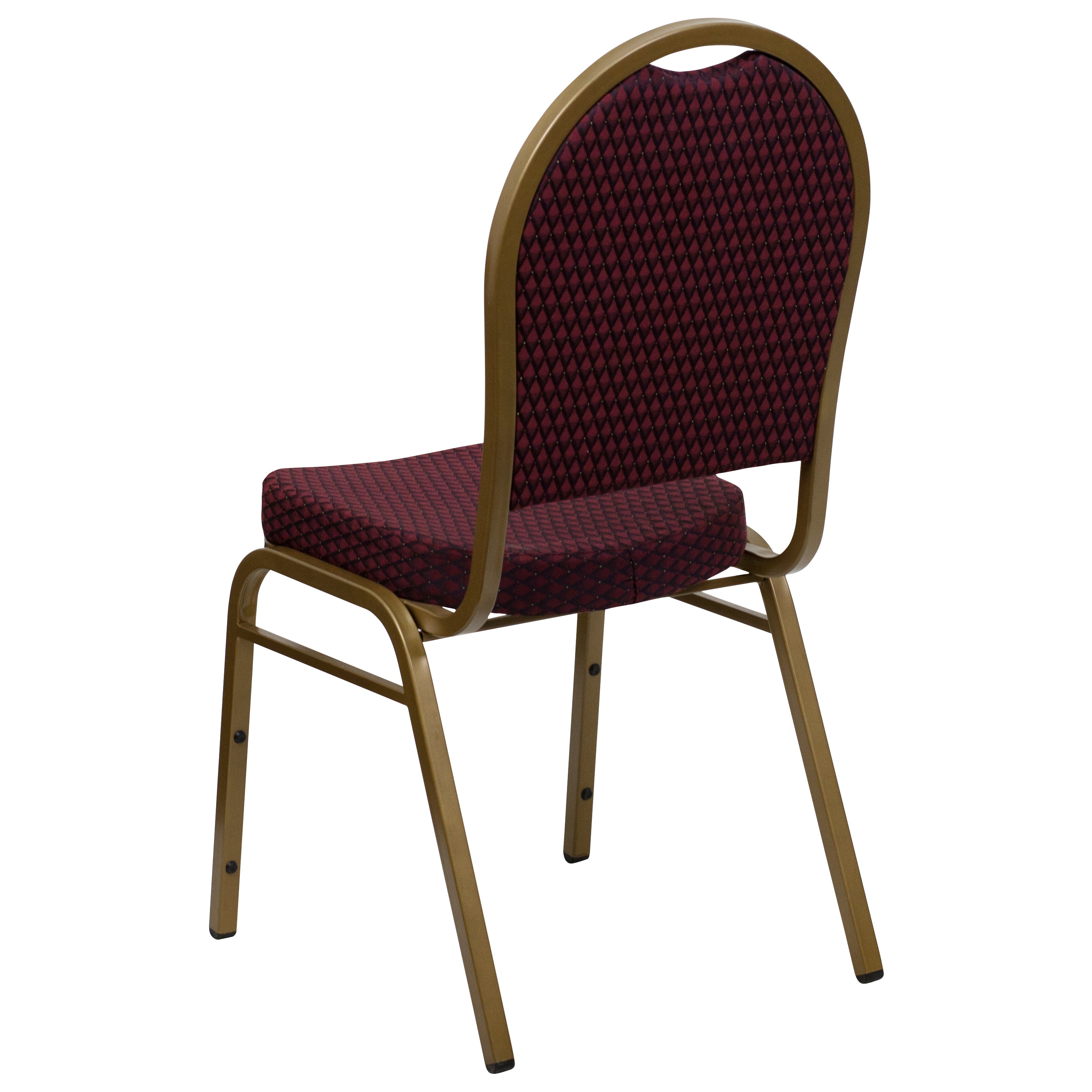 HERCULES Series Dome Back Stacking Banquet Chair in Burgundy Patterned Fabric - Gold Frame