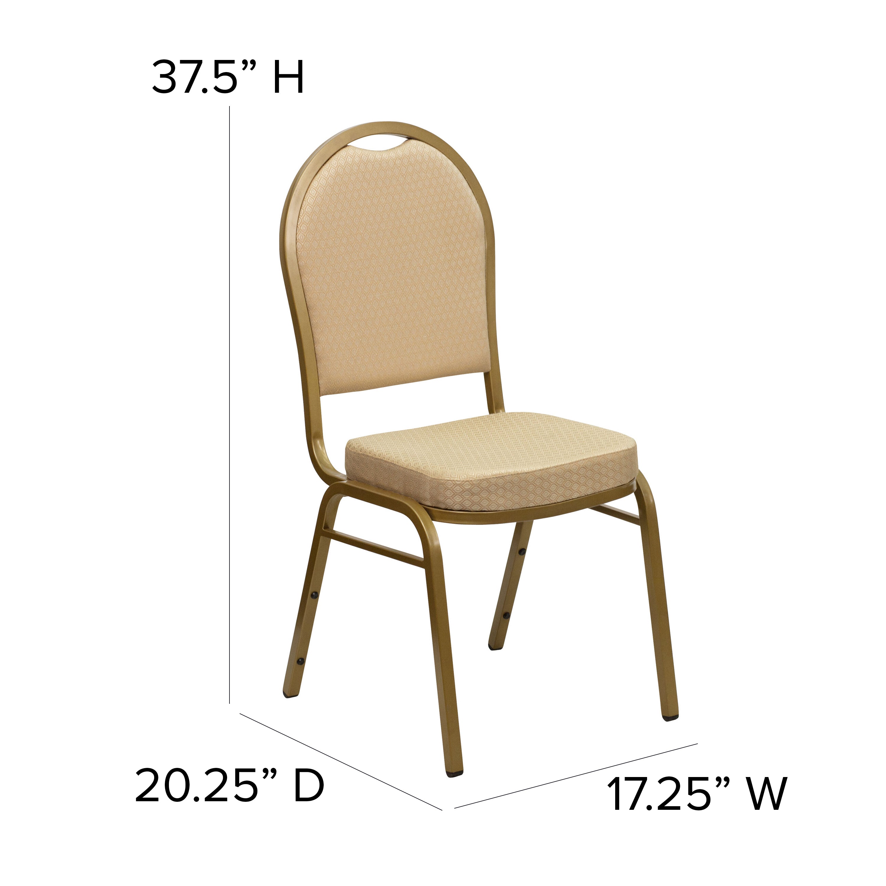 HERCULES Series Dome Back Stacking Banquet Chair in Beige Patterned Fabric - Gold Frame