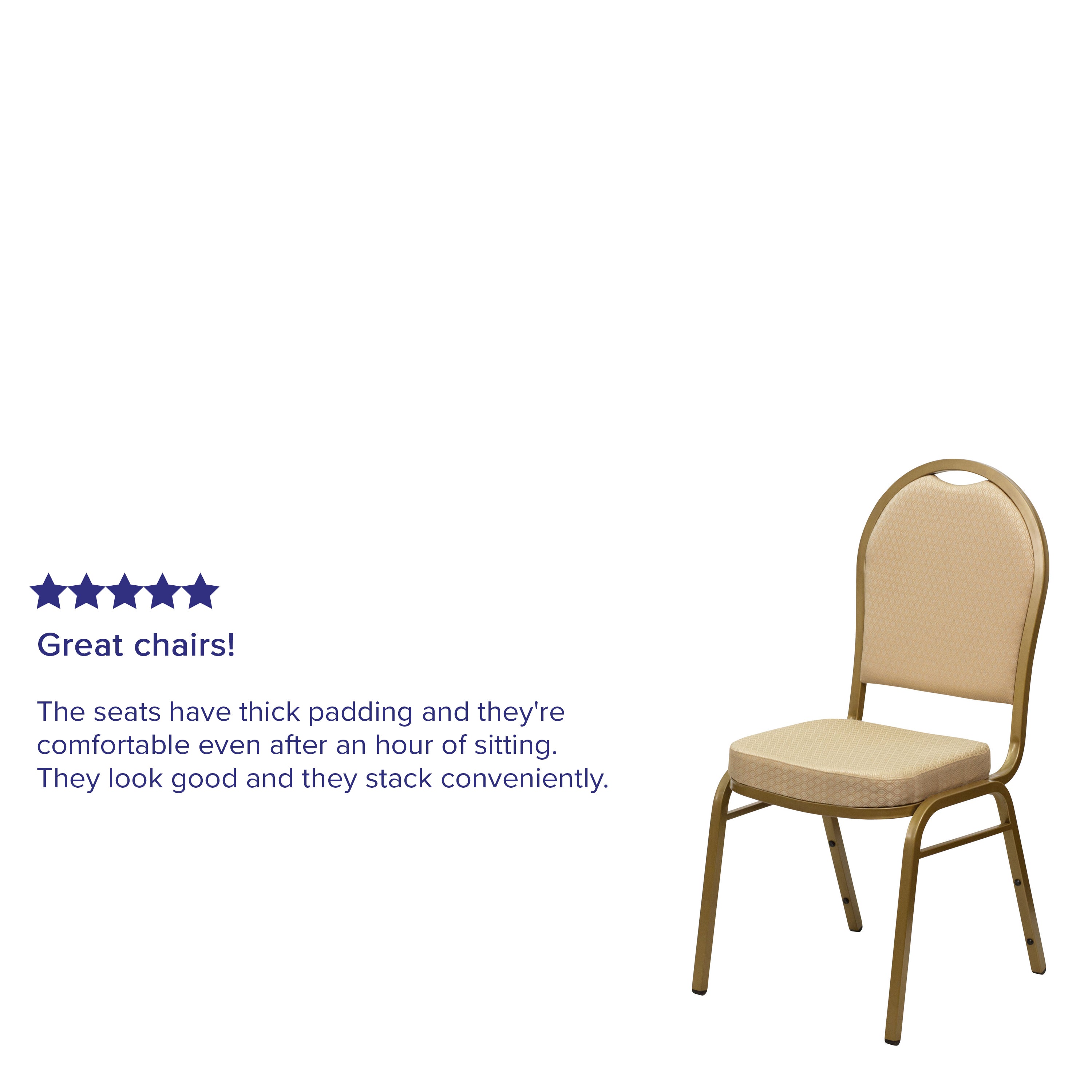 HERCULES Series Dome Back Stacking Banquet Chair in Beige Patterned Fabric - Gold Frame