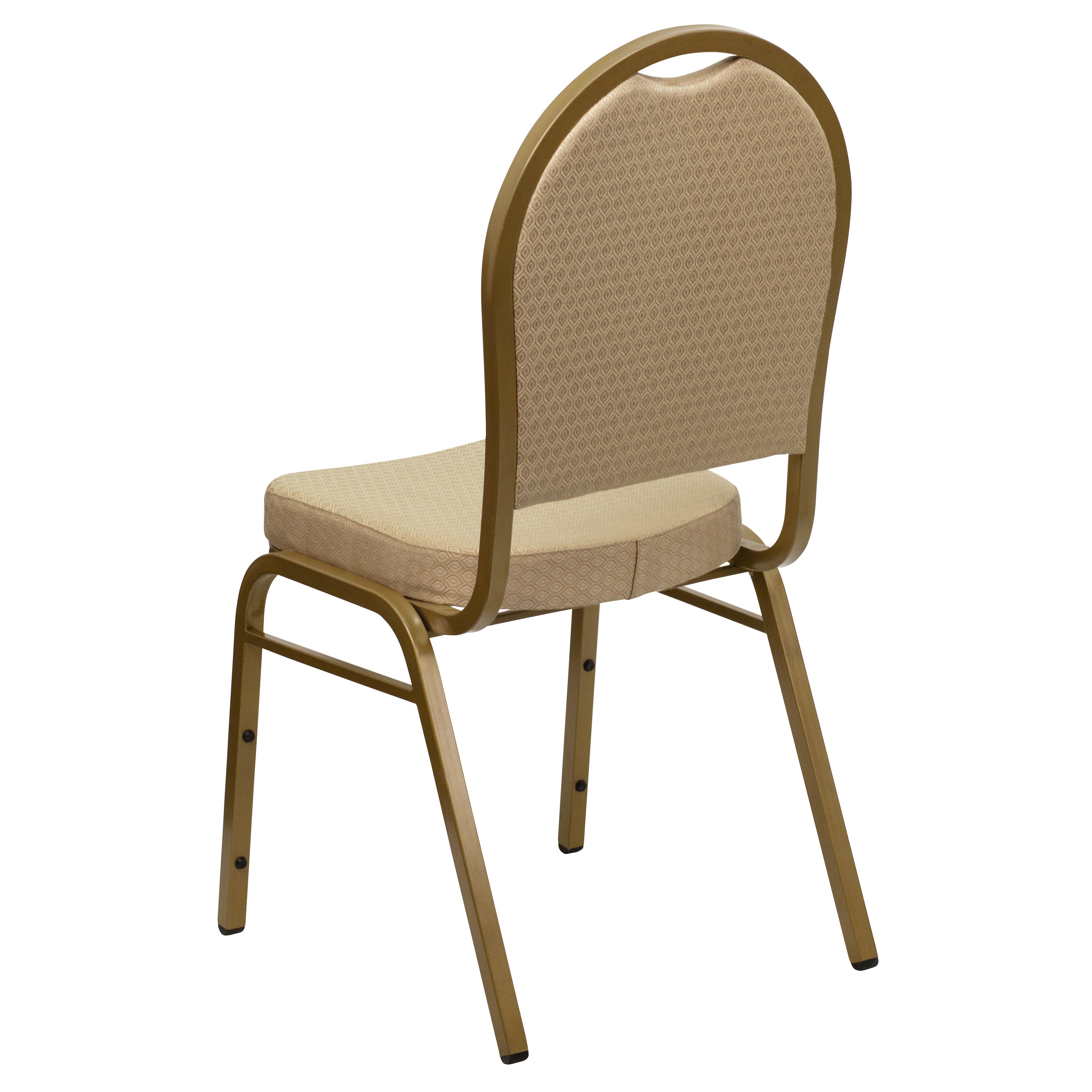 HERCULES Series Dome Back Stacking Banquet Chair in Beige Patterned Fabric - Gold Frame