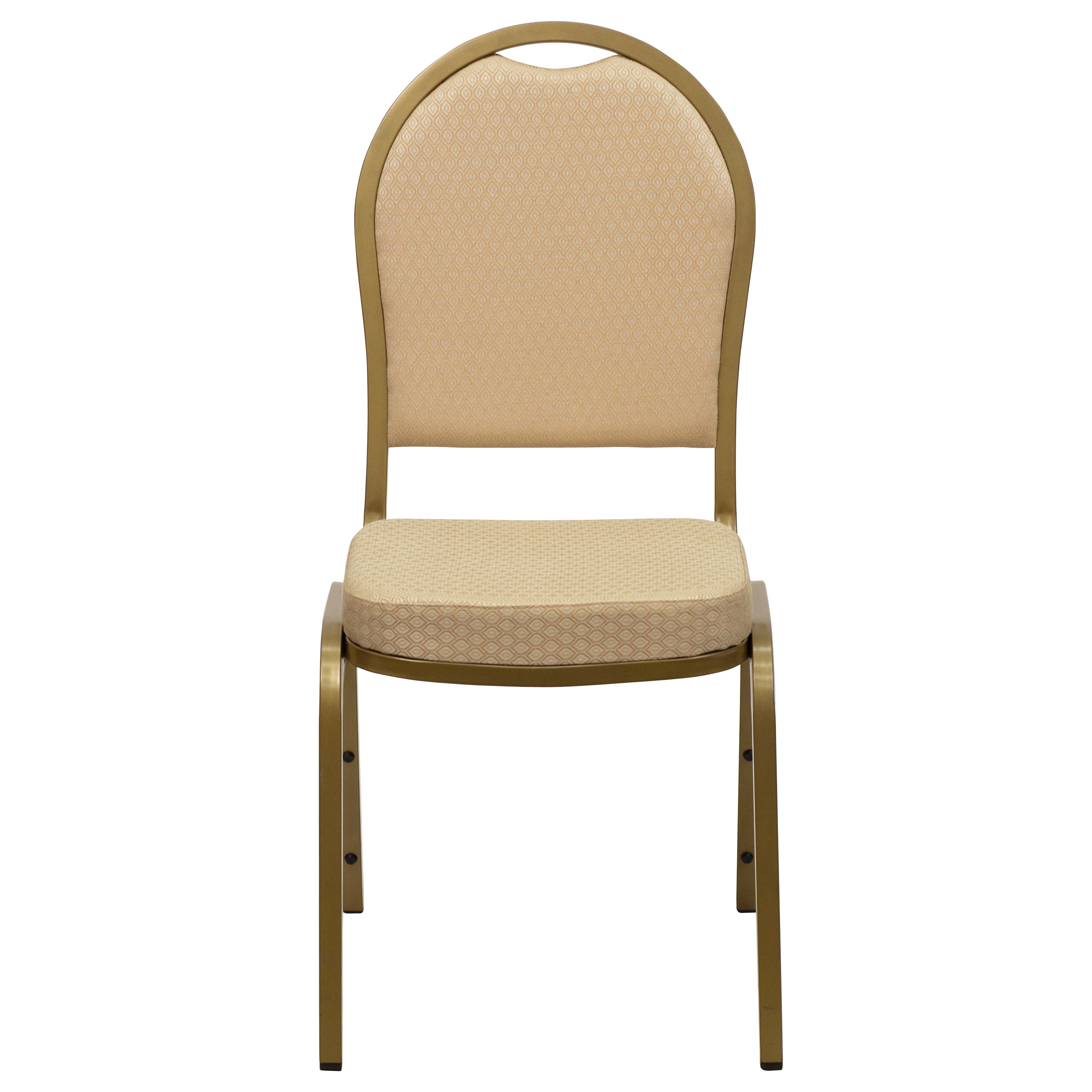 HERCULES Series Dome Back Stacking Banquet Chair in Beige Patterned Fabric - Gold Frame