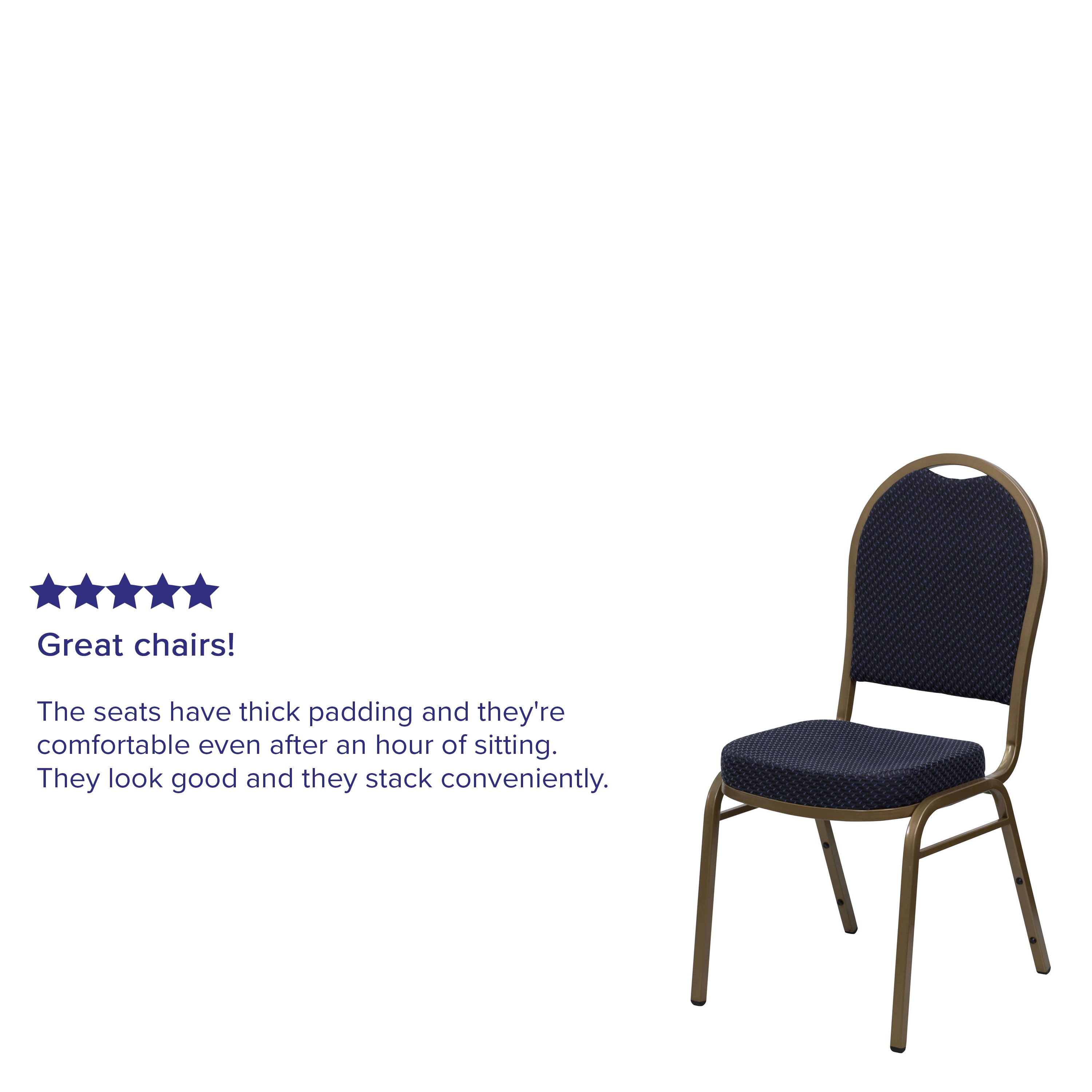 HERCULES Series Dome Back Stacking Banquet Chair in Navy Patterned Fabric - Gold Frame