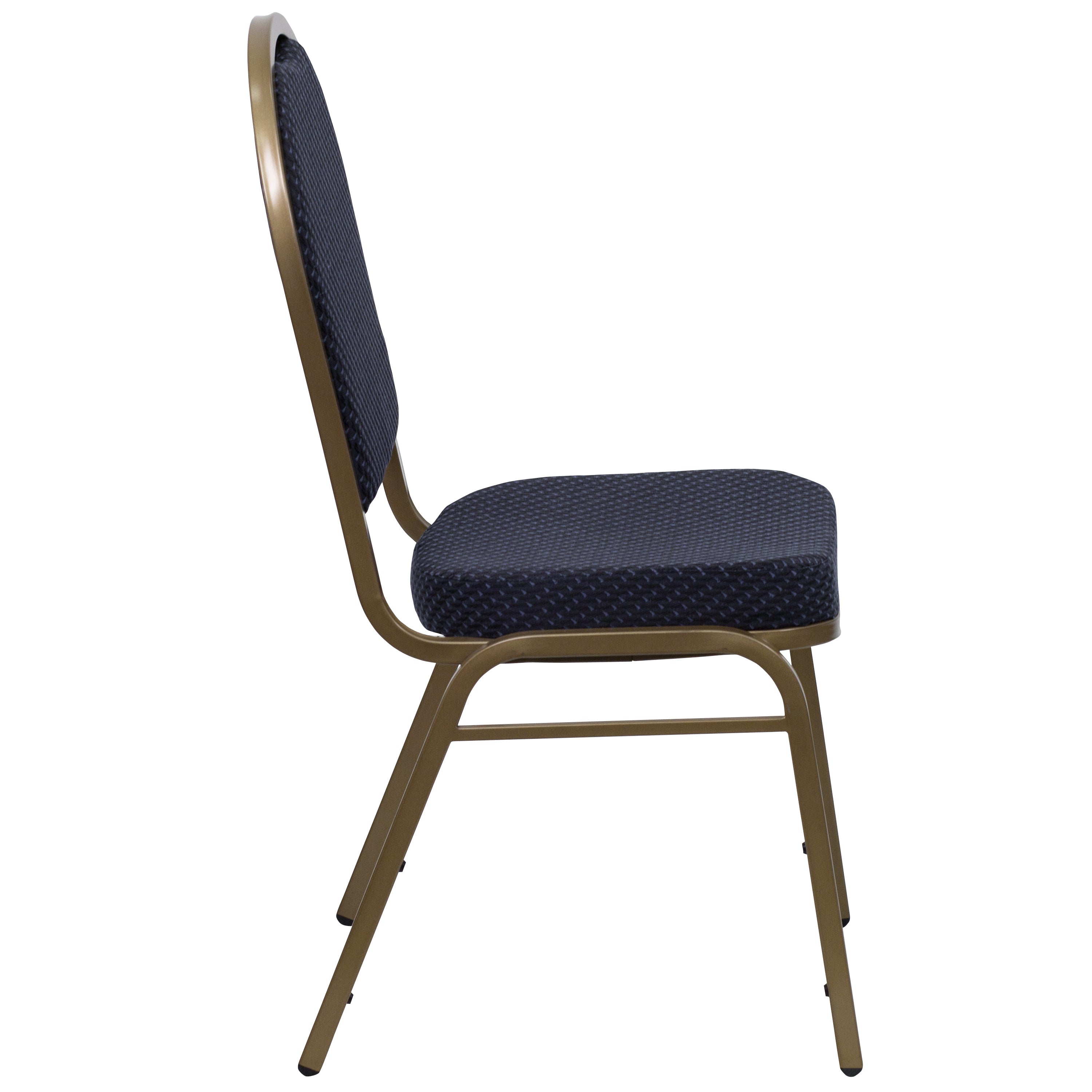 HERCULES Series Dome Back Stacking Banquet Chair in Navy Patterned Fabric - Gold Frame