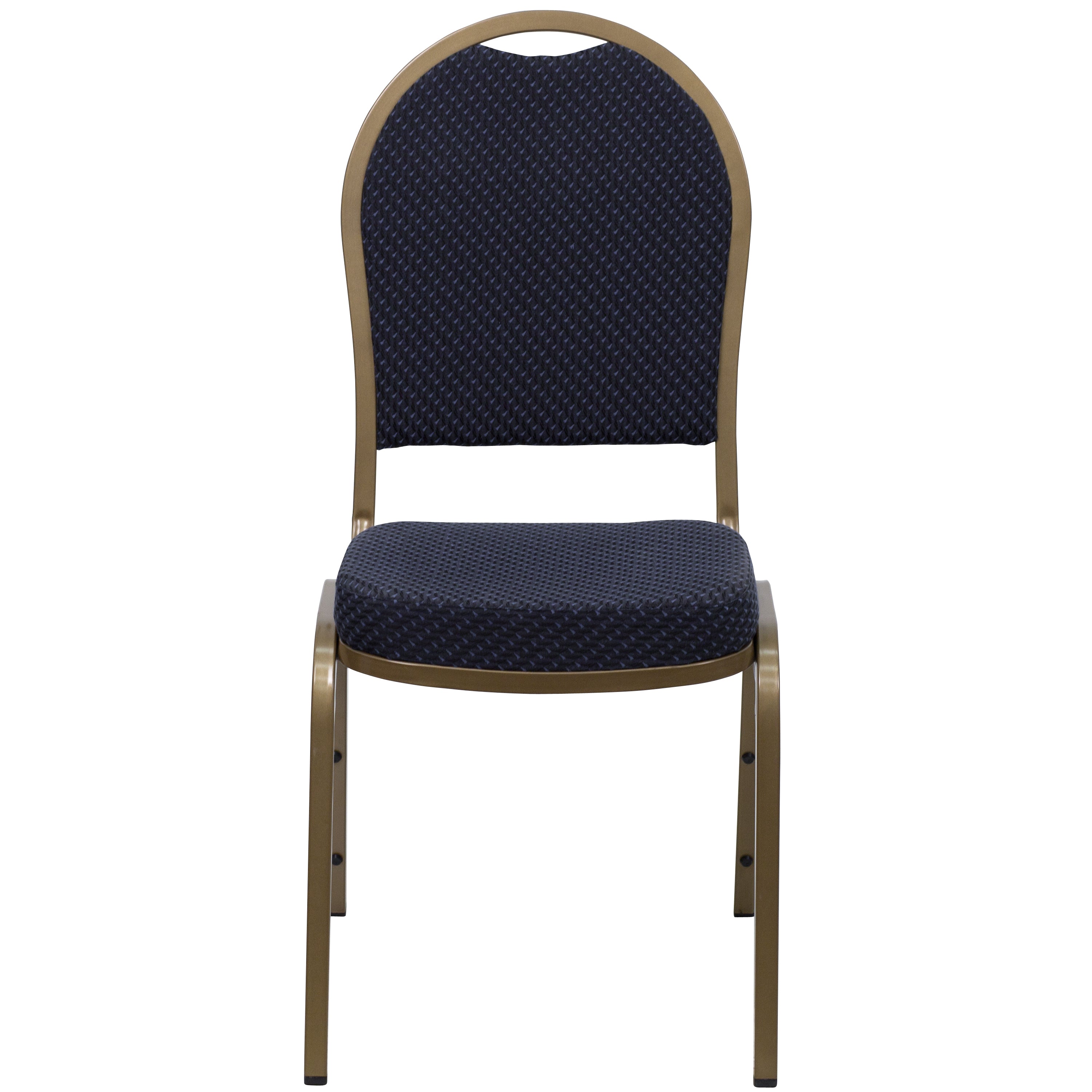 HERCULES Series Dome Back Stacking Banquet Chair in Navy Patterned Fabric - Gold Frame