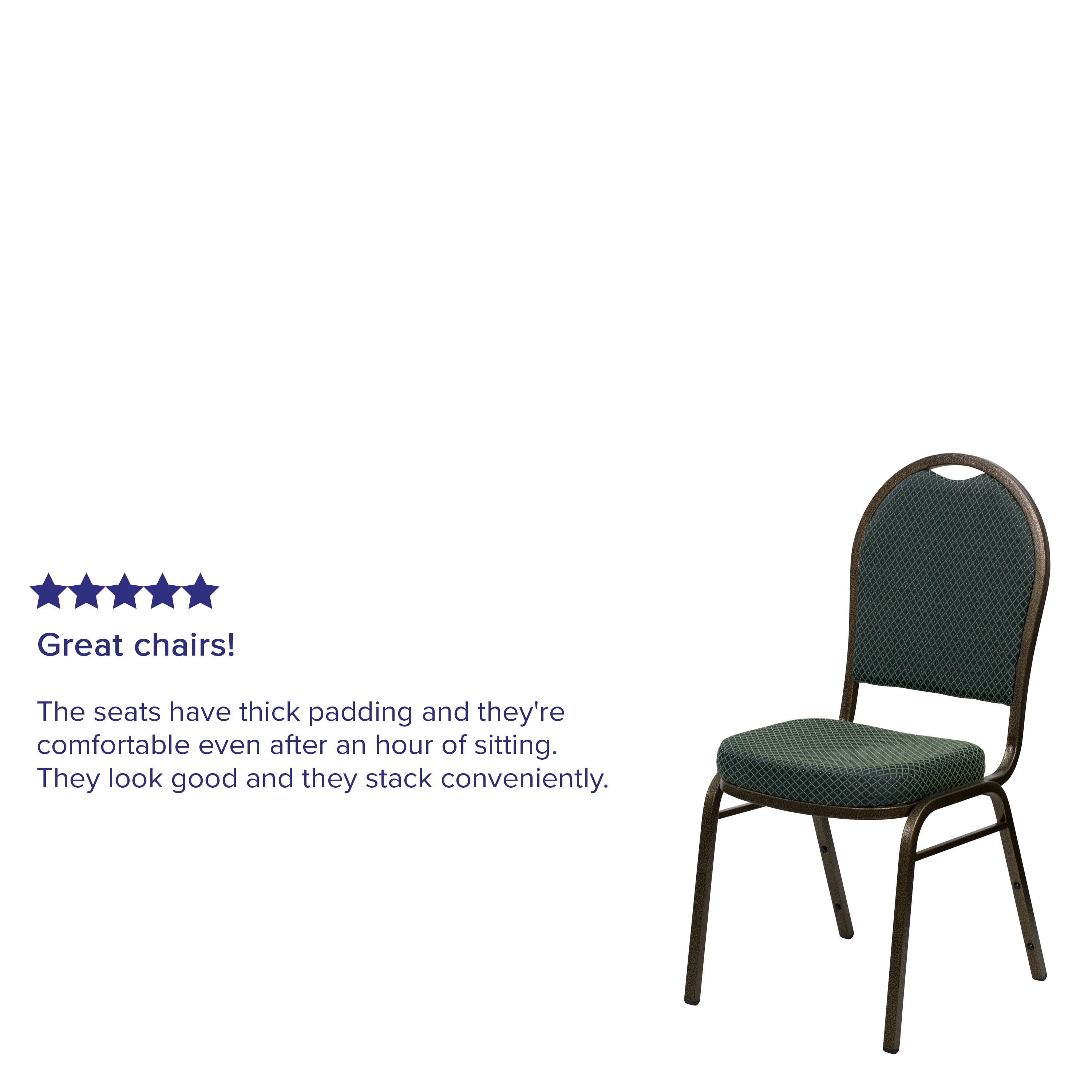 HERCULES Series Dome Back Stacking Banquet Chair in Green Patterned Fabric - Gold Vein Frame