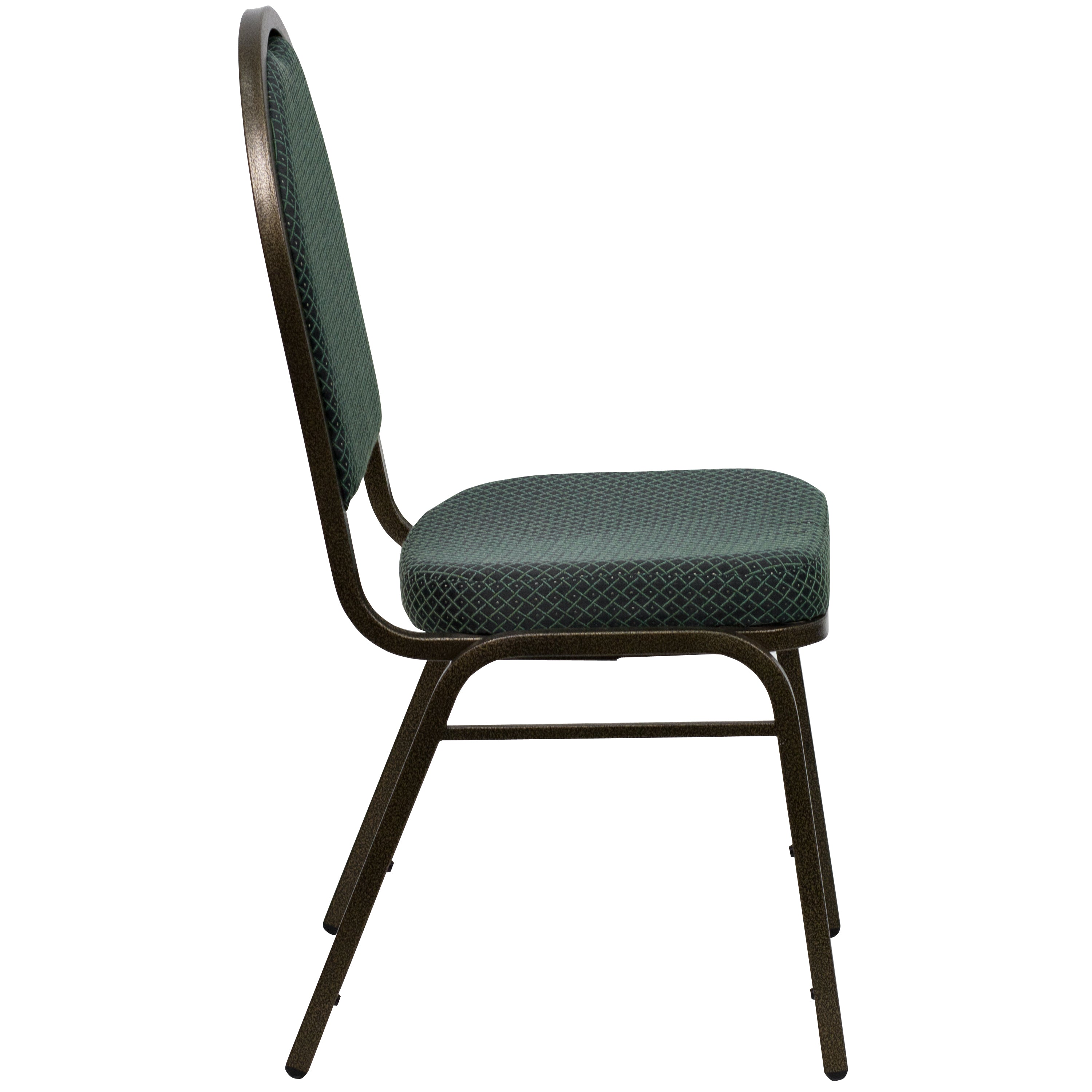HERCULES Series Dome Back Stacking Banquet Chair in Green Patterned Fabric - Gold Vein Frame