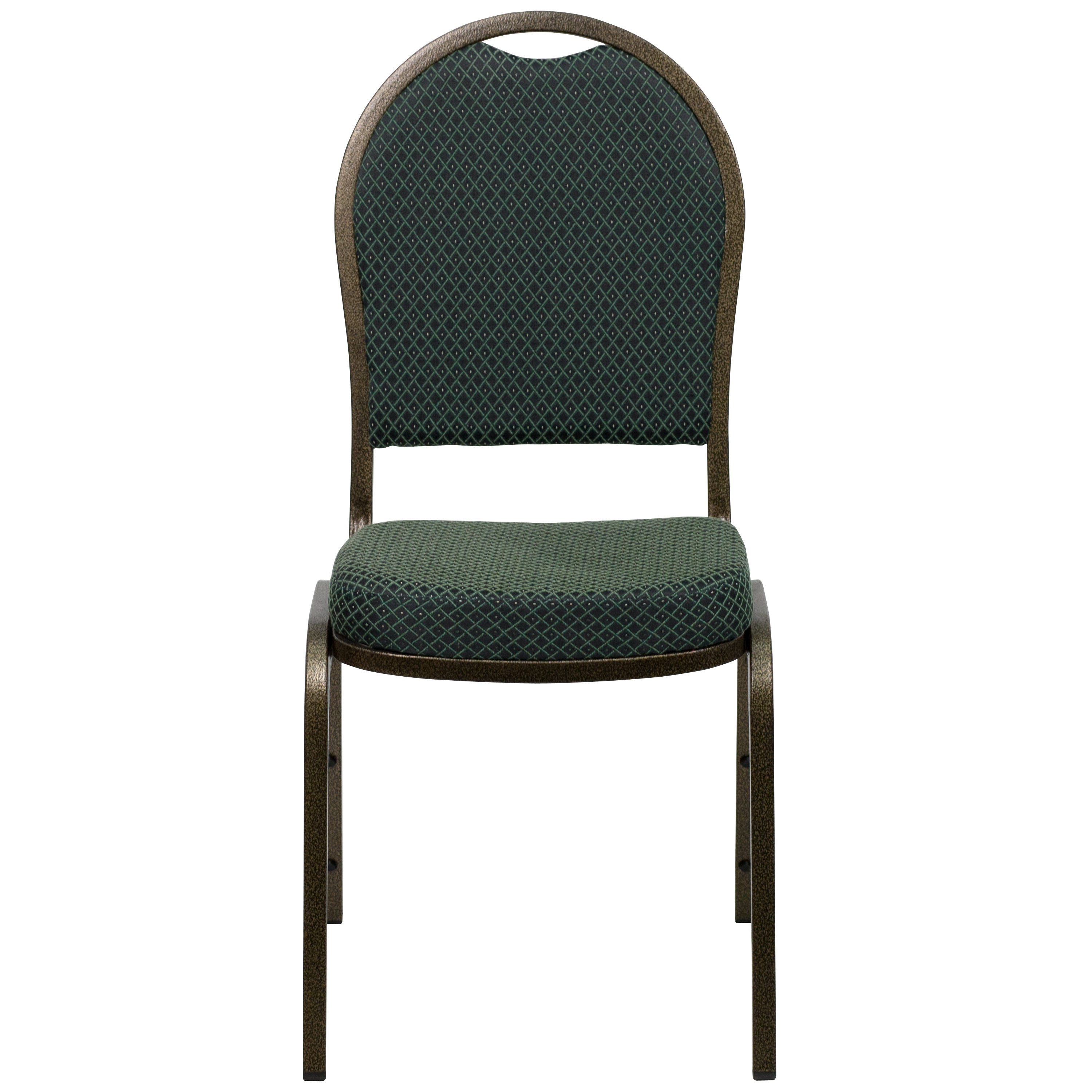 HERCULES Series Dome Back Stacking Banquet Chair in Green Patterned Fabric - Gold Vein Frame