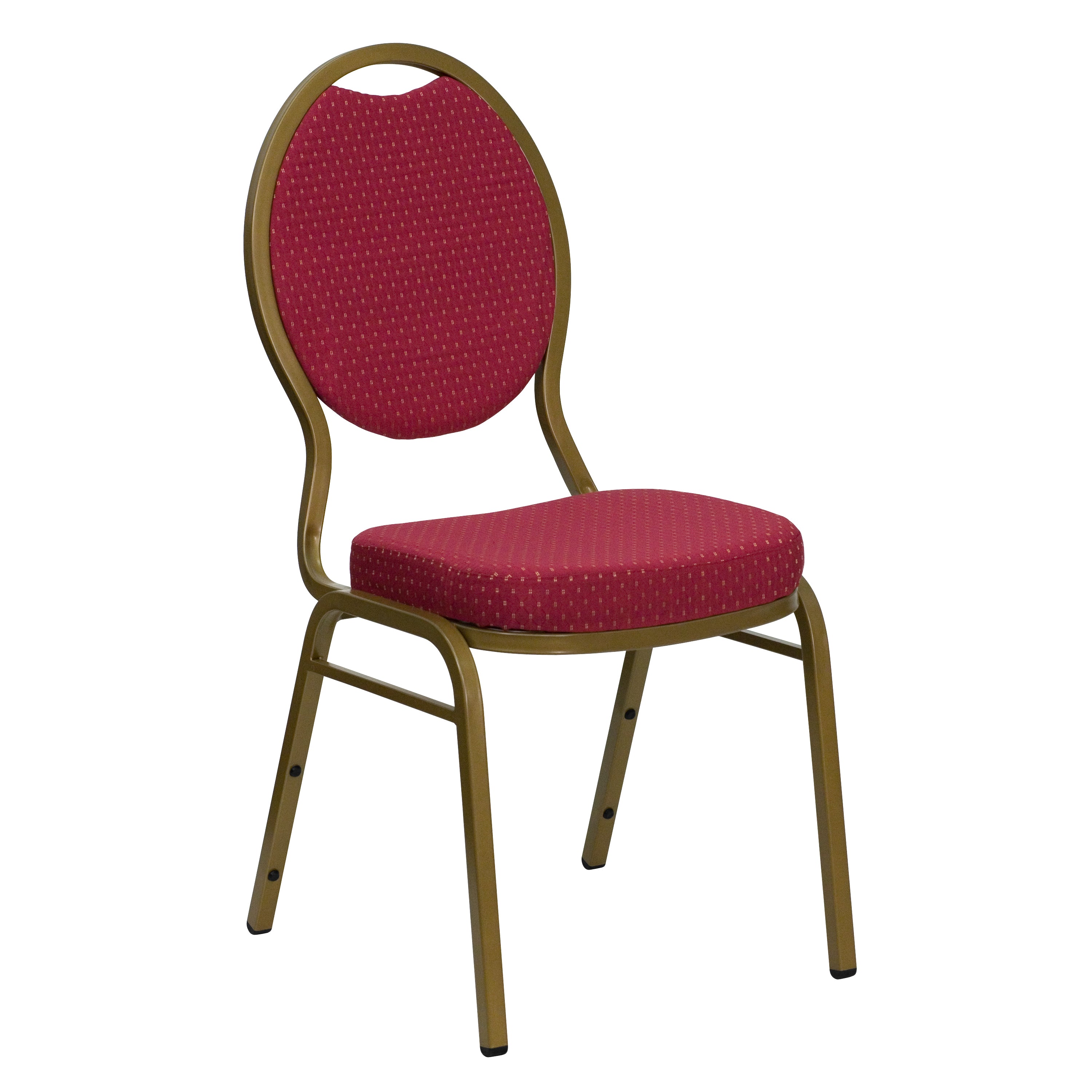 HERCULES Series Teardrop Back Stacking Banquet Chair in Burgundy Patterned Fabric - Gold Frame