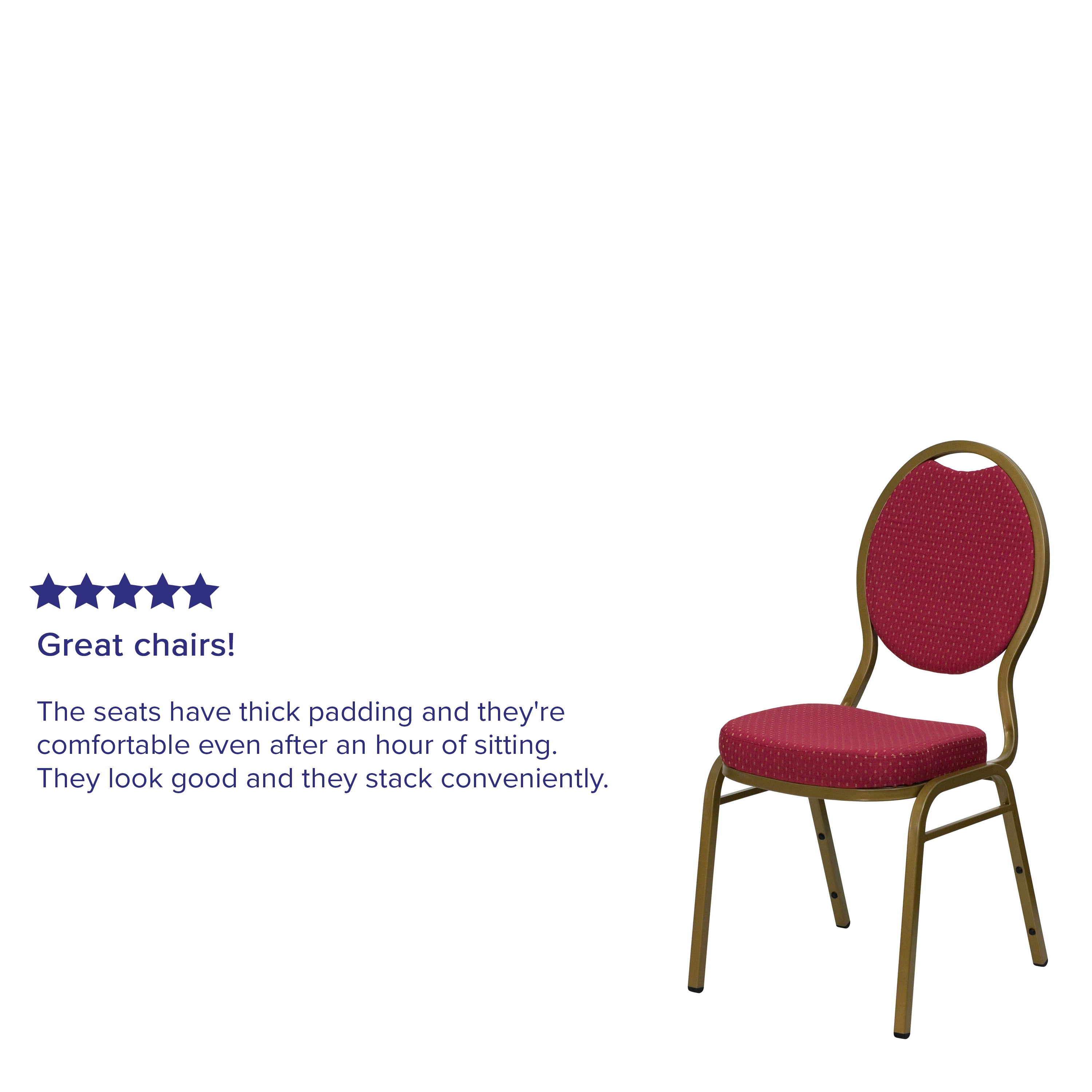 HERCULES Series Teardrop Back Stacking Banquet Chair in Burgundy Patterned Fabric - Gold Frame