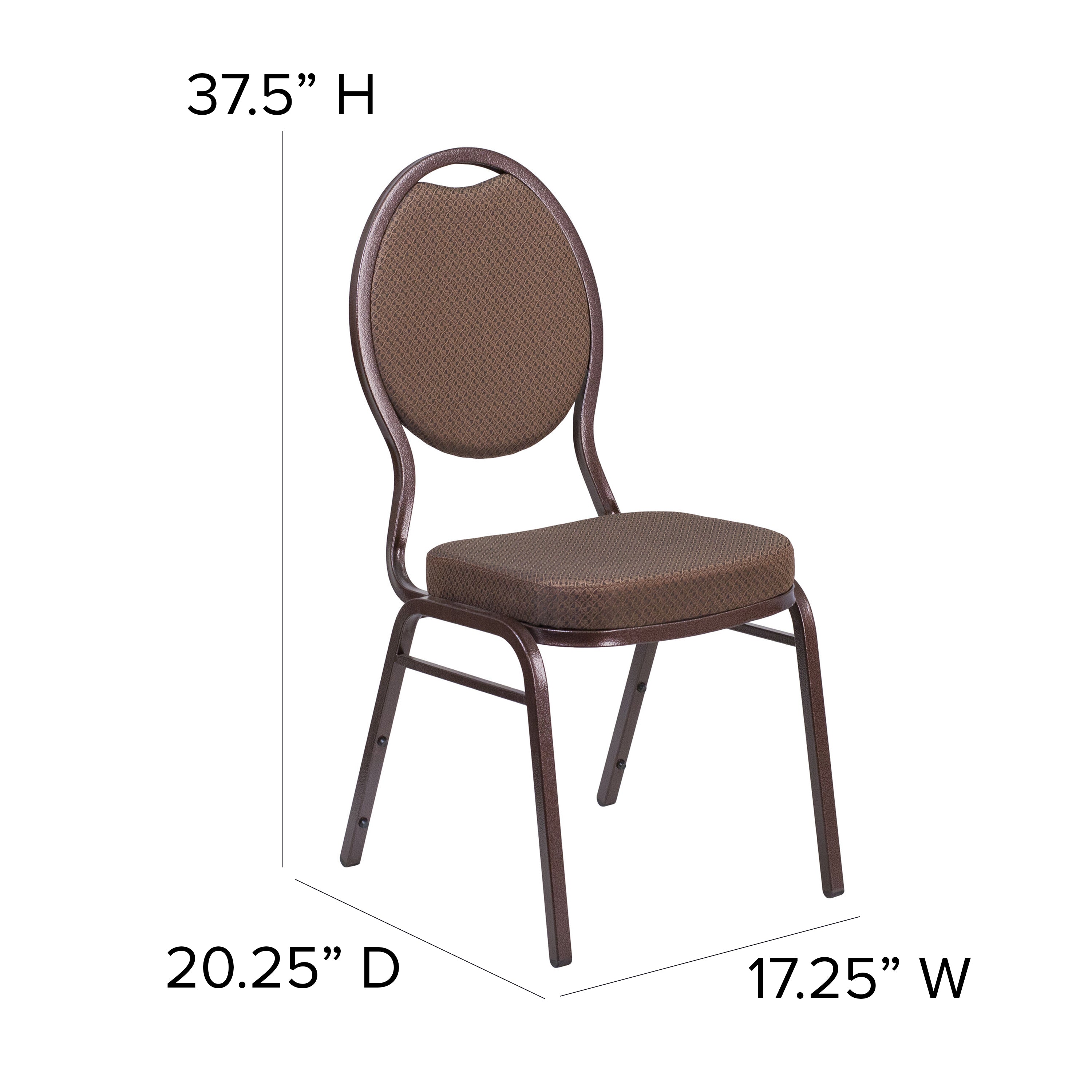 HERCULES Series Teardrop Back Stacking Banquet Chair in Brown Patterned Fabric - Copper Vein Frame