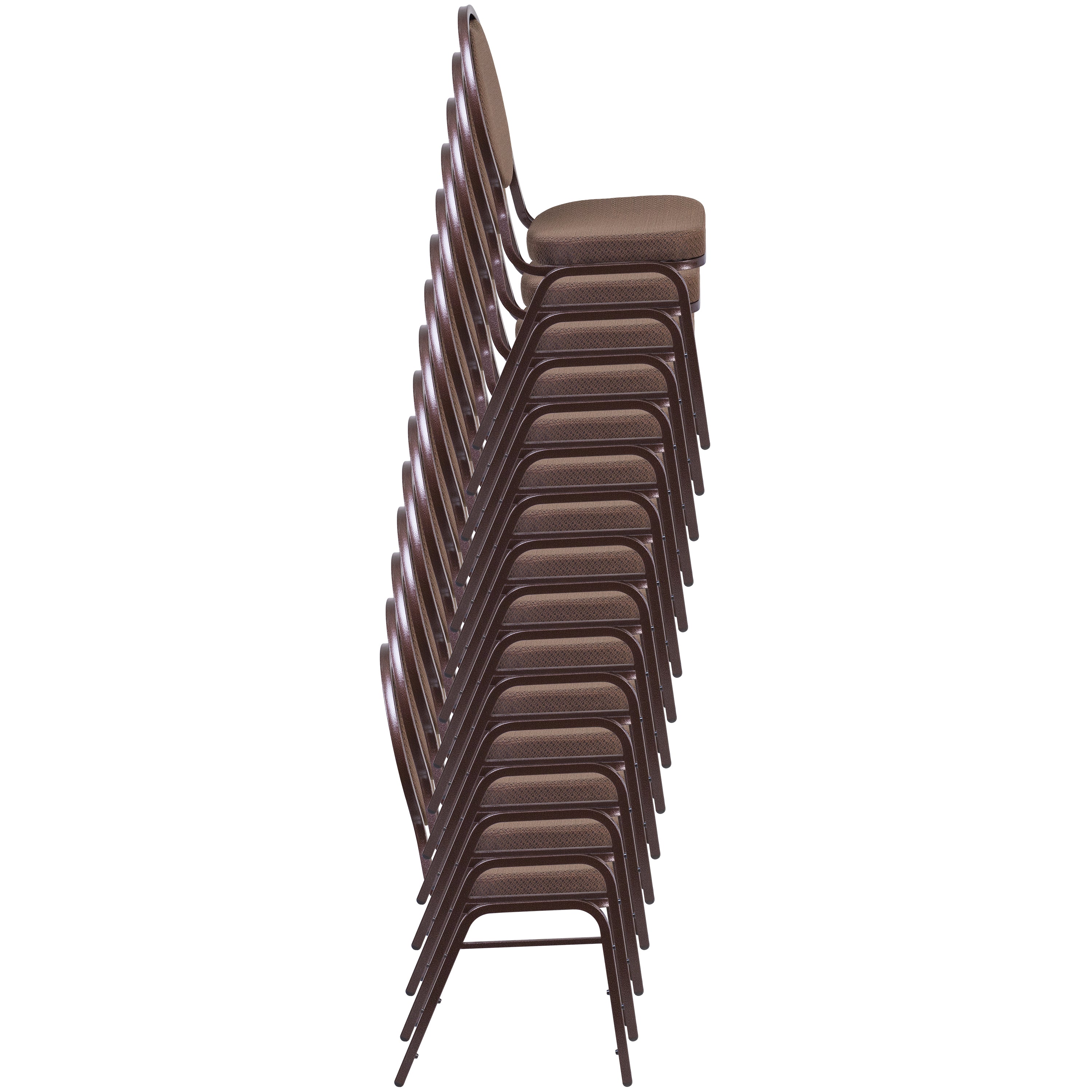 HERCULES Series Teardrop Back Stacking Banquet Chair in Brown Patterned Fabric - Copper Vein Frame