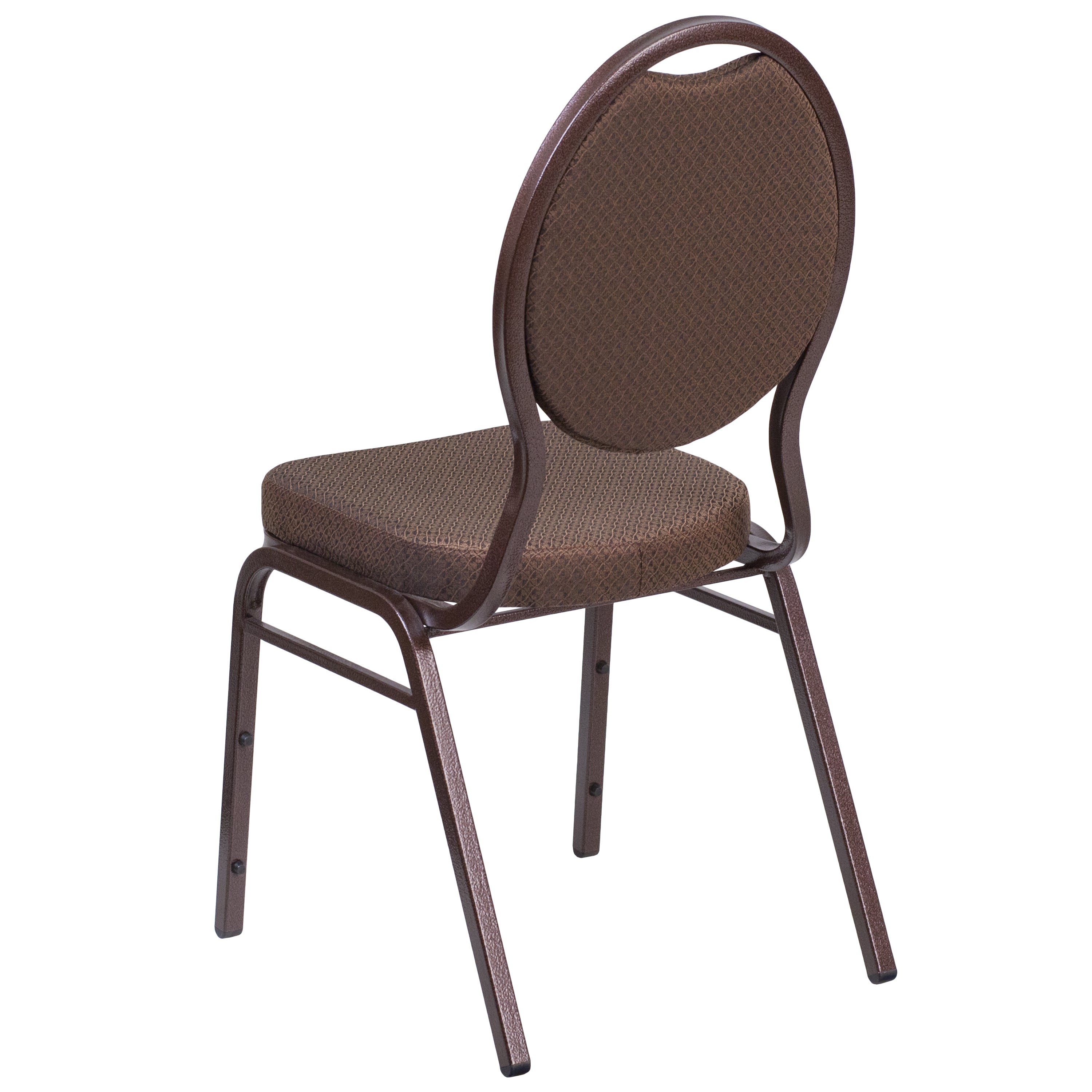 HERCULES Series Teardrop Back Stacking Banquet Chair in Brown Patterned Fabric - Copper Vein Frame
