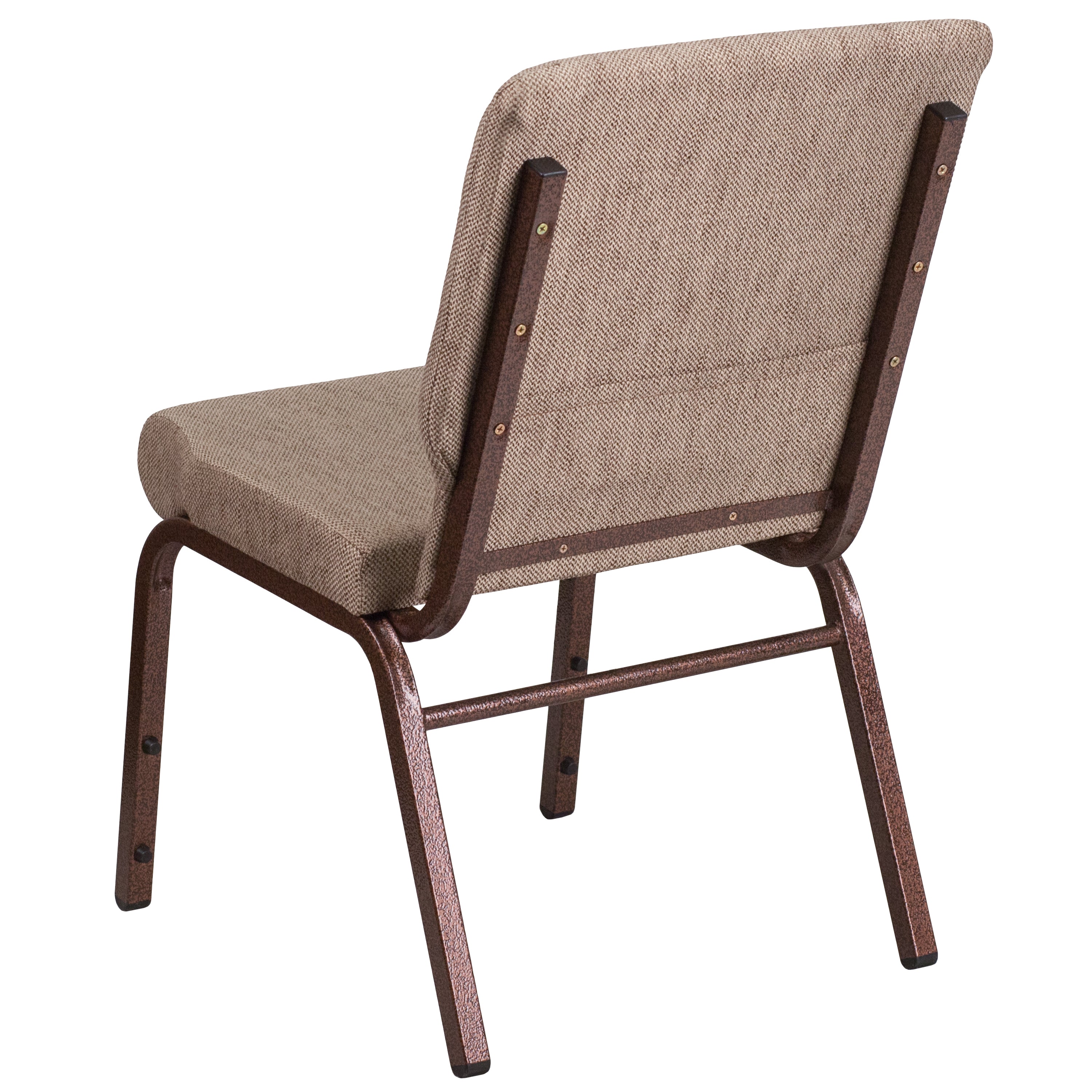 HERCULES Series 18.5''W Stacking Church Chair in Beige Fabric - Copper Vein Frame