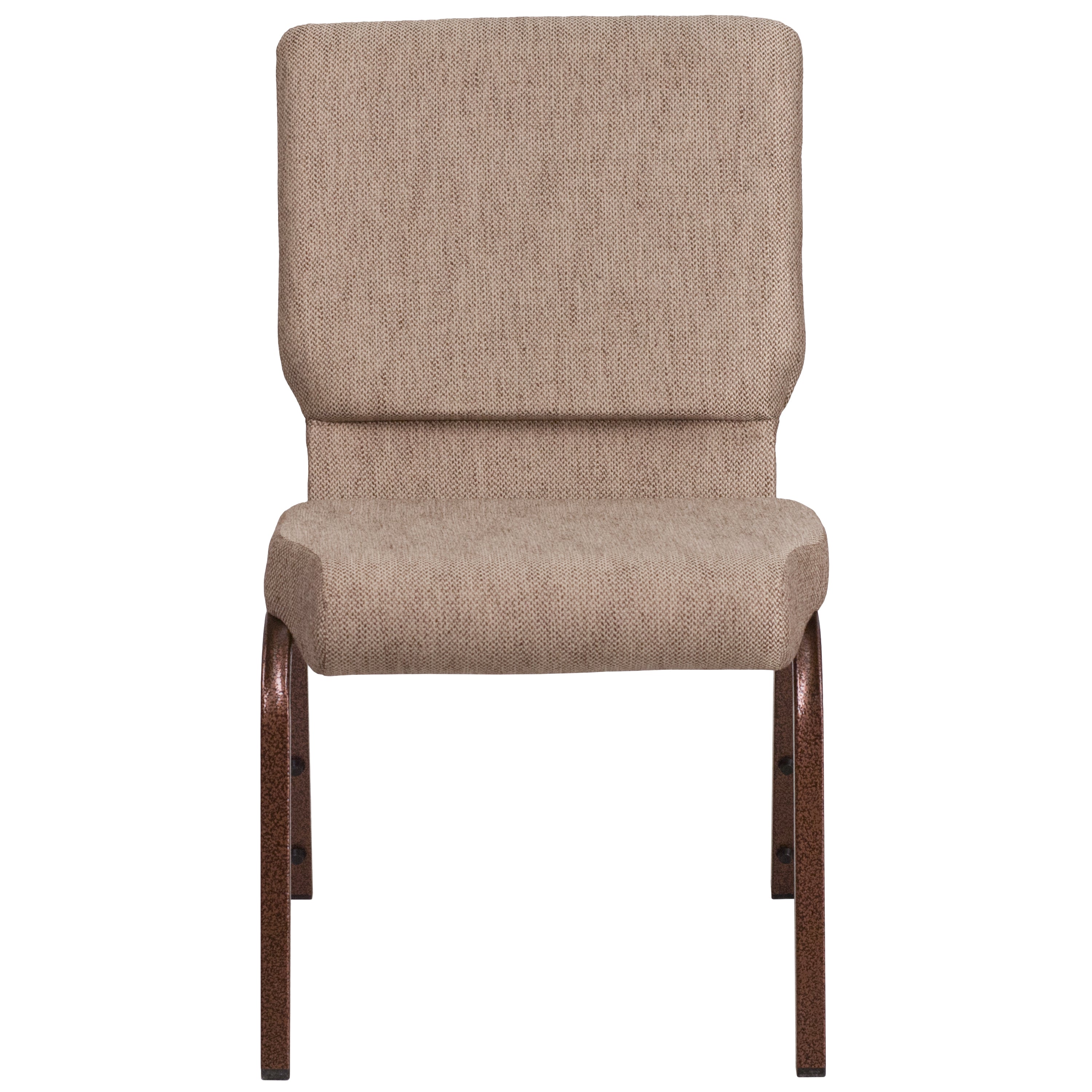 HERCULES Series 18.5''W Stacking Church Chair in Beige Fabric - Copper Vein Frame