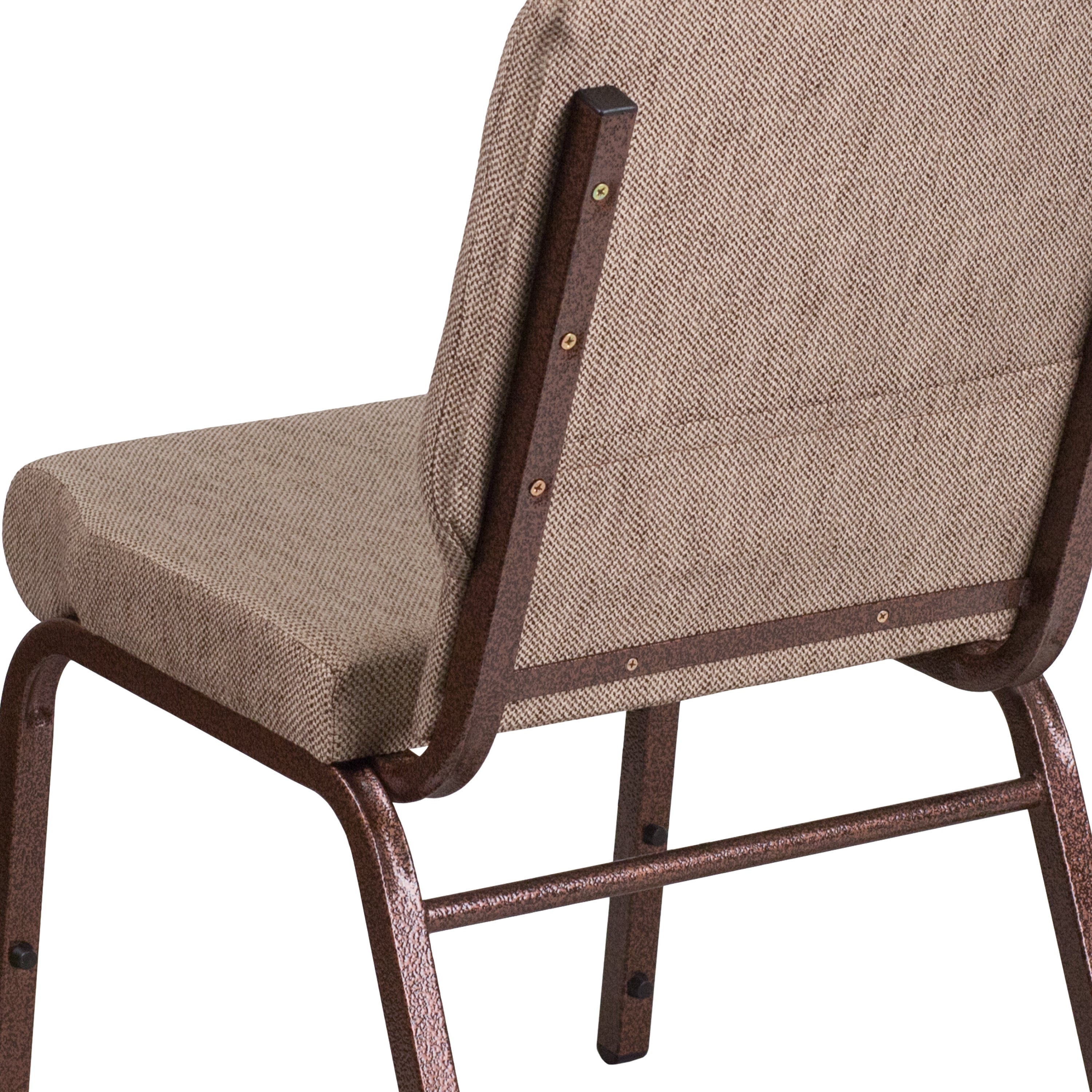 HERCULES Series 18.5''W Stacking Church Chair in Beige Fabric - Copper Vein Frame