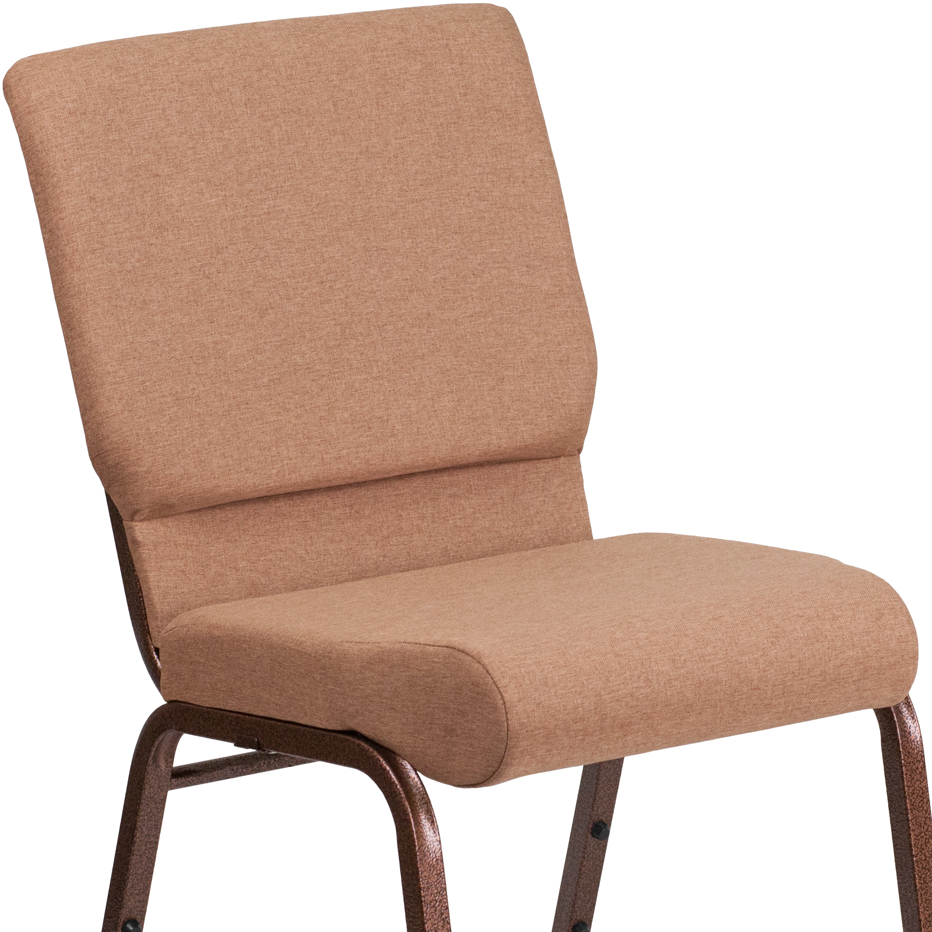 HERCULES Series 18.5''W Stacking Church Chair in Caramel Fabric - Copper Vein Frame
