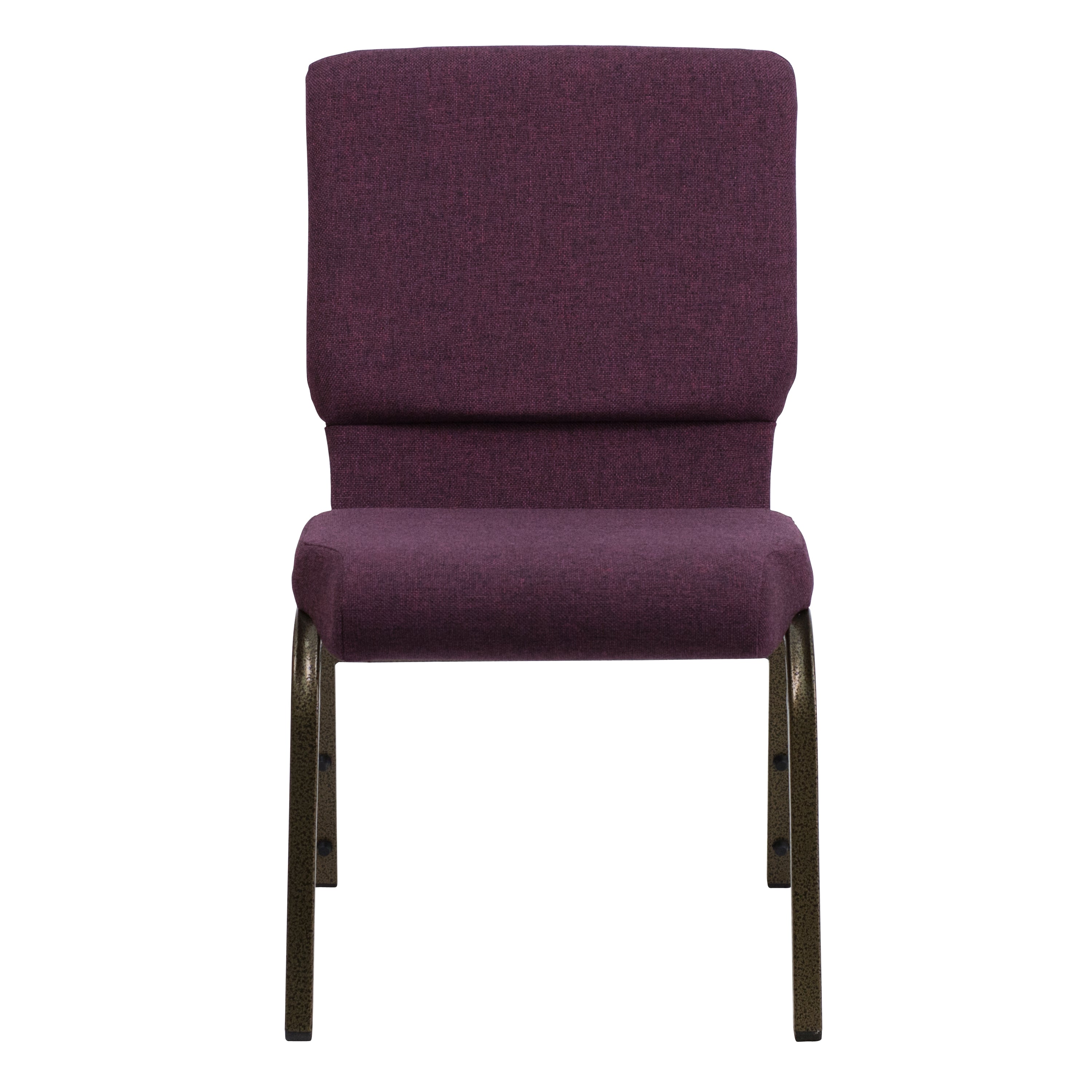 HERCULES Series 18.5''W Stacking Church Chair in Plum Fabric - Gold Vein Frame