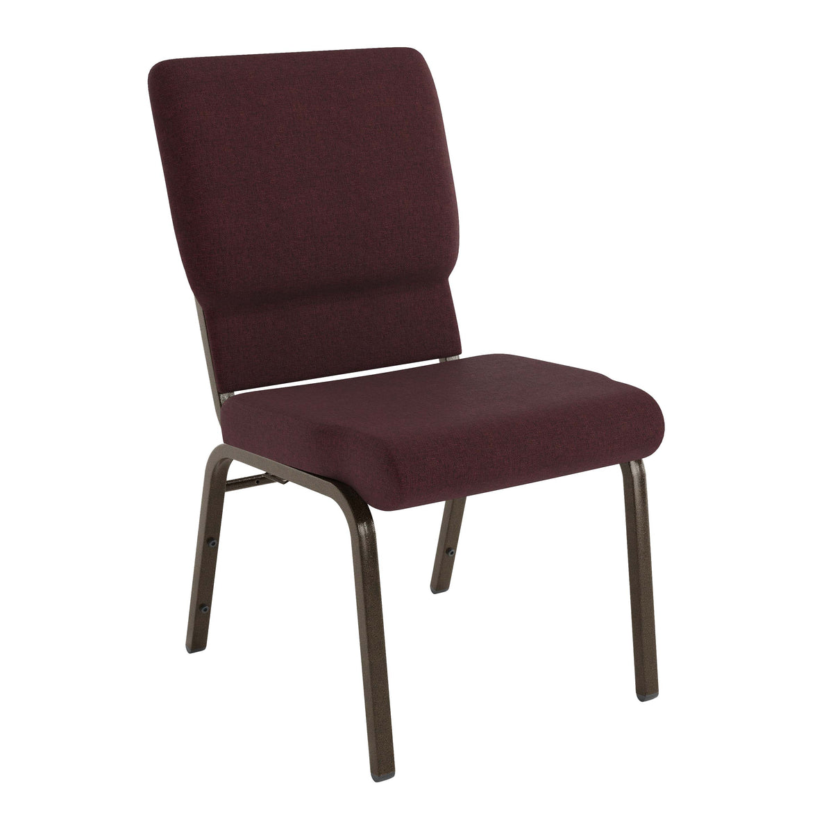 HERCULES Series 18.5''W Stacking Church Chair in Plum Fabric - Gold Vein Frame