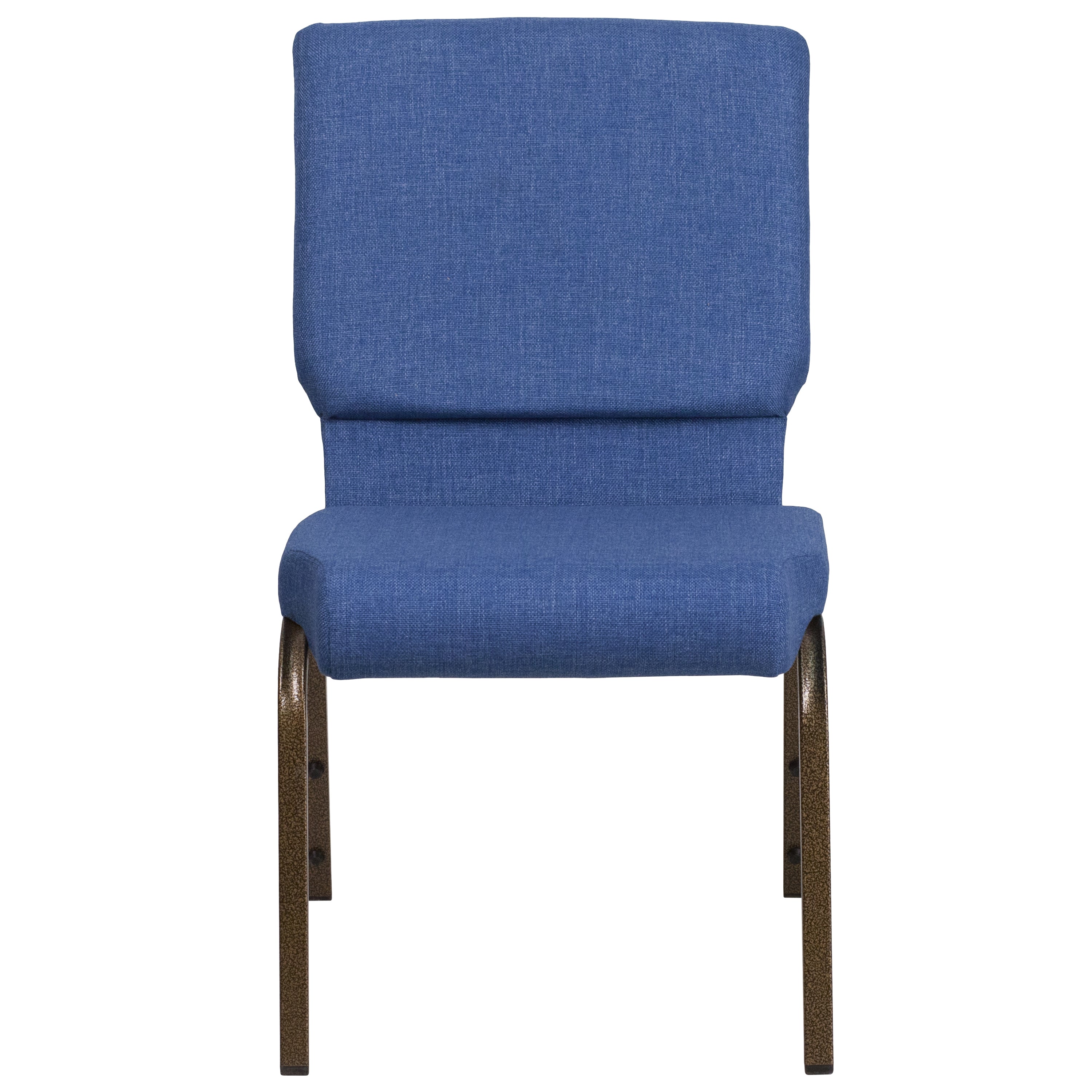 HERCULES Series 18.5''W Stacking Church Chair in Blue Fabric - Gold Vein Frame